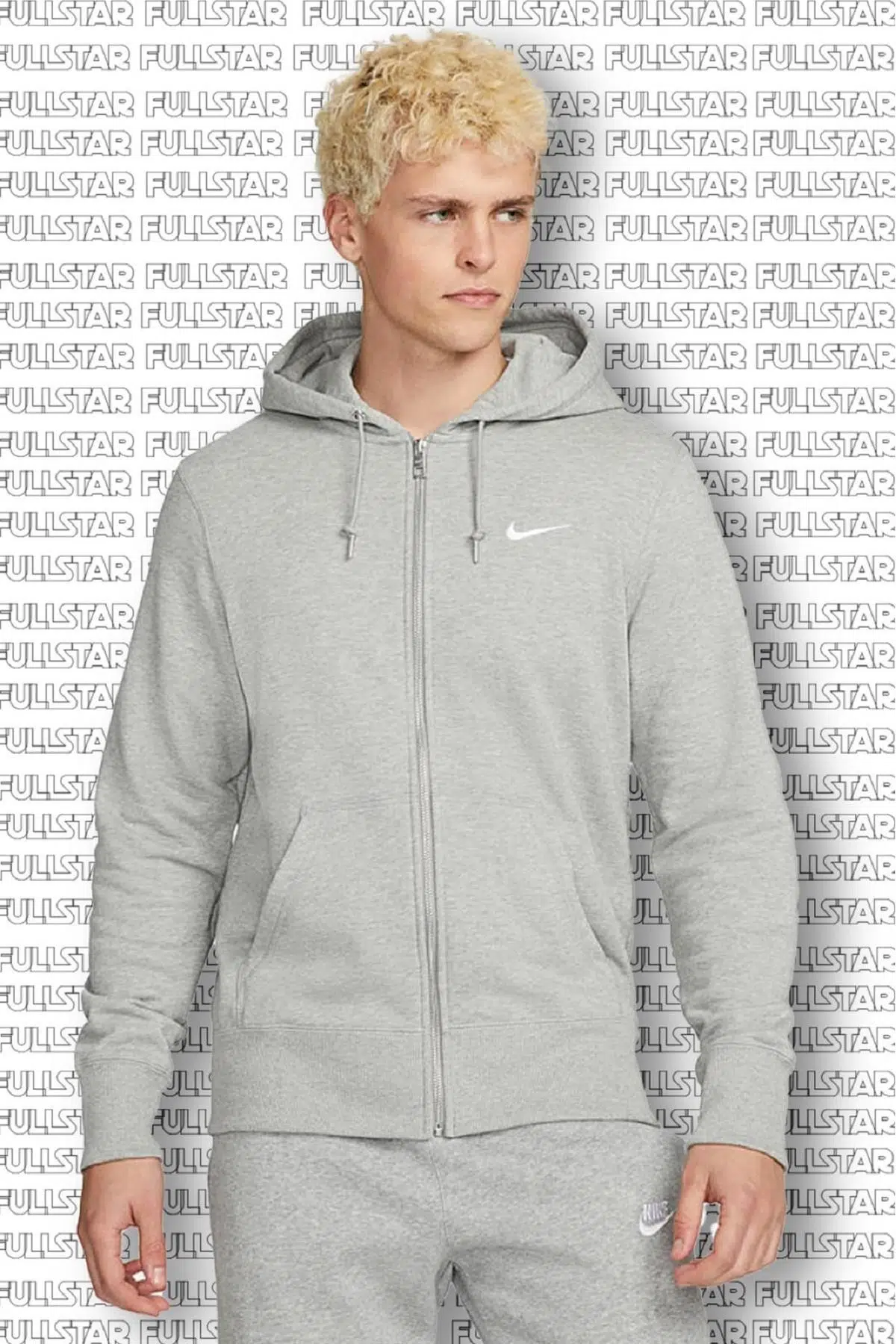 Nike Sportswear Full Zip Mens Hoodie Kapüşonlu Fermuarlı Gri Sweatshirt