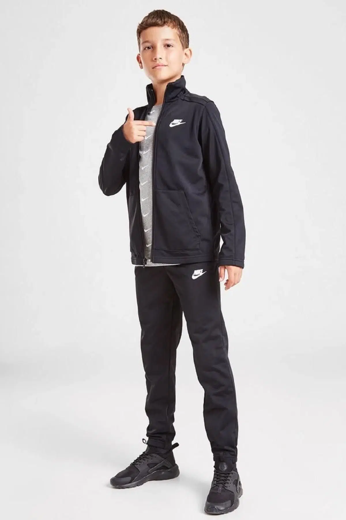 Nike Track Suit Full Zip Big Logo Fermuarlı Siyah Eşofman Takımı
