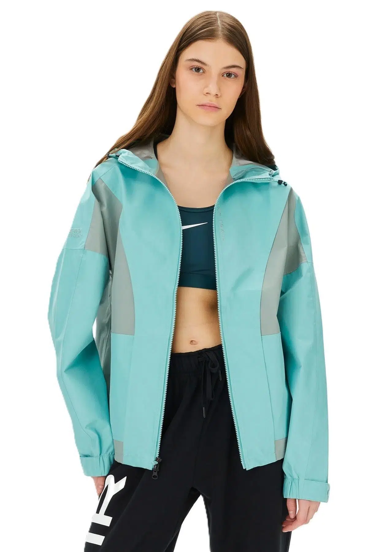 Nike Trail Gore-Tex Infinium Running Jacket Yağmur Geçirmez Bol Kesim Kapüşonlu Kadın Yağmurluk Yeşil