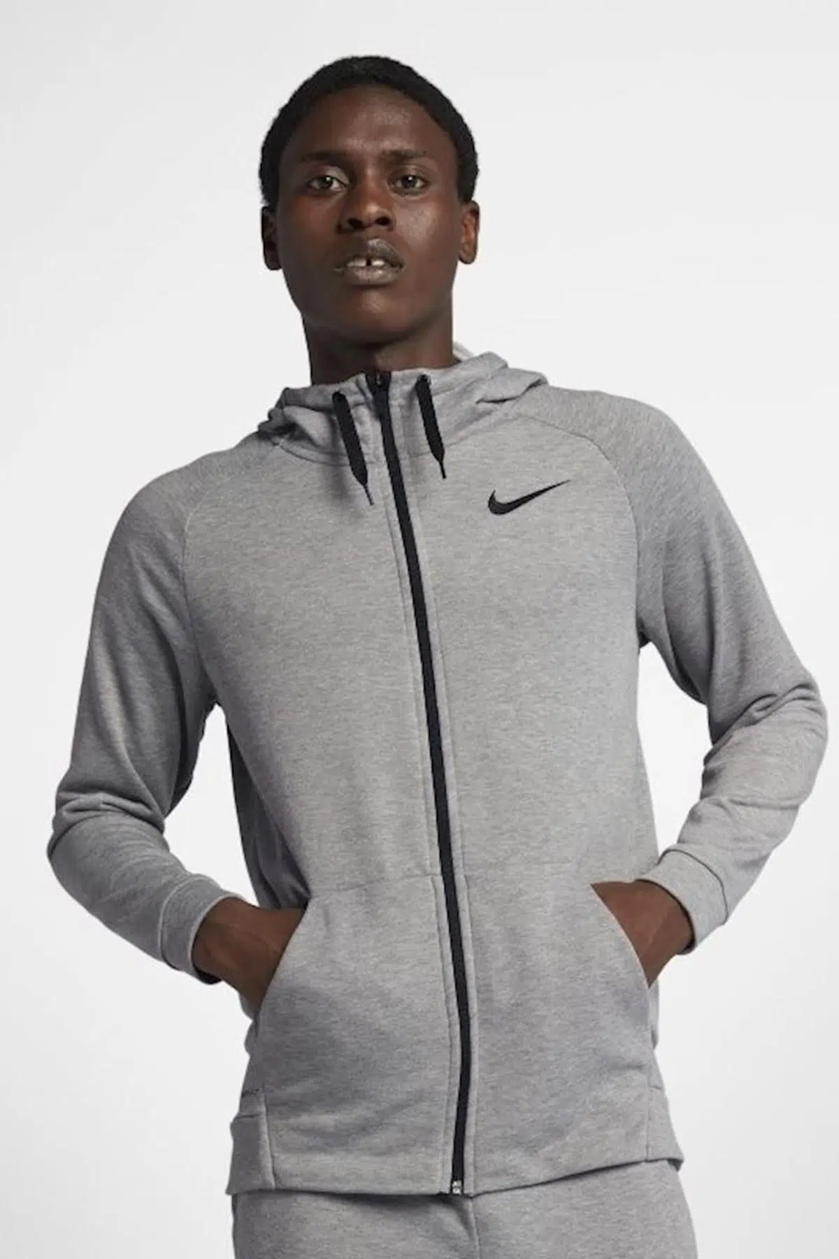 Nike Training Dri Fit Full Zip Hoody Kapüşonlu Gri Sweatshirt