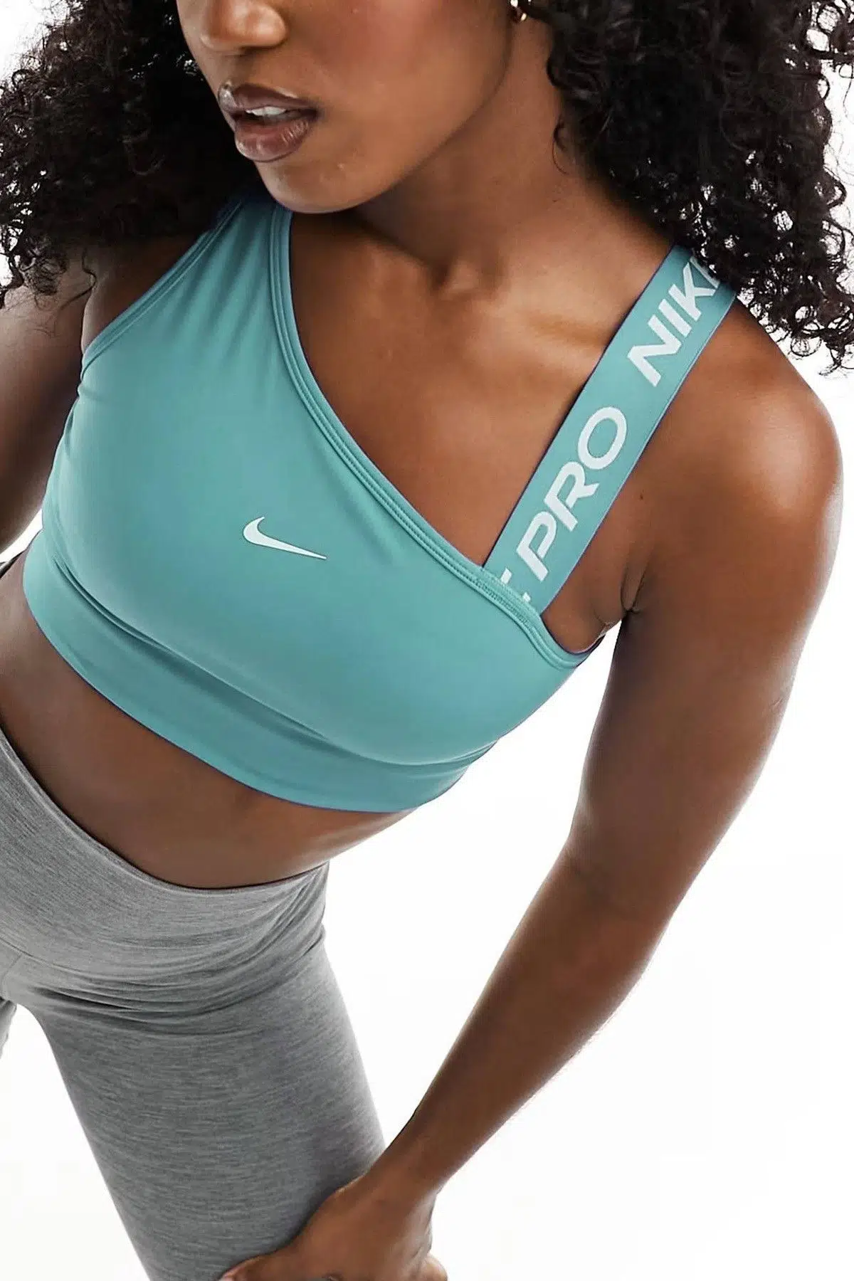 Nike Pro Swoosh Asymmetrical Women's Medium-Support Padded Sports Bra Kadın Antrenman Sporcu Sütyeni Bra Açık Mavi