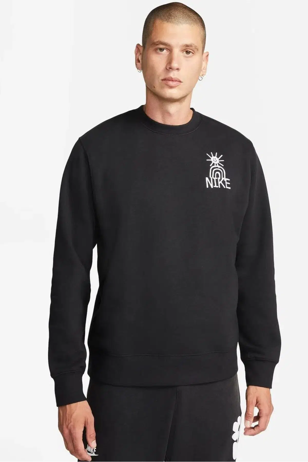 Nike Sportswear Men's Fleece Crew Erkek Sweatshirt Siyah
