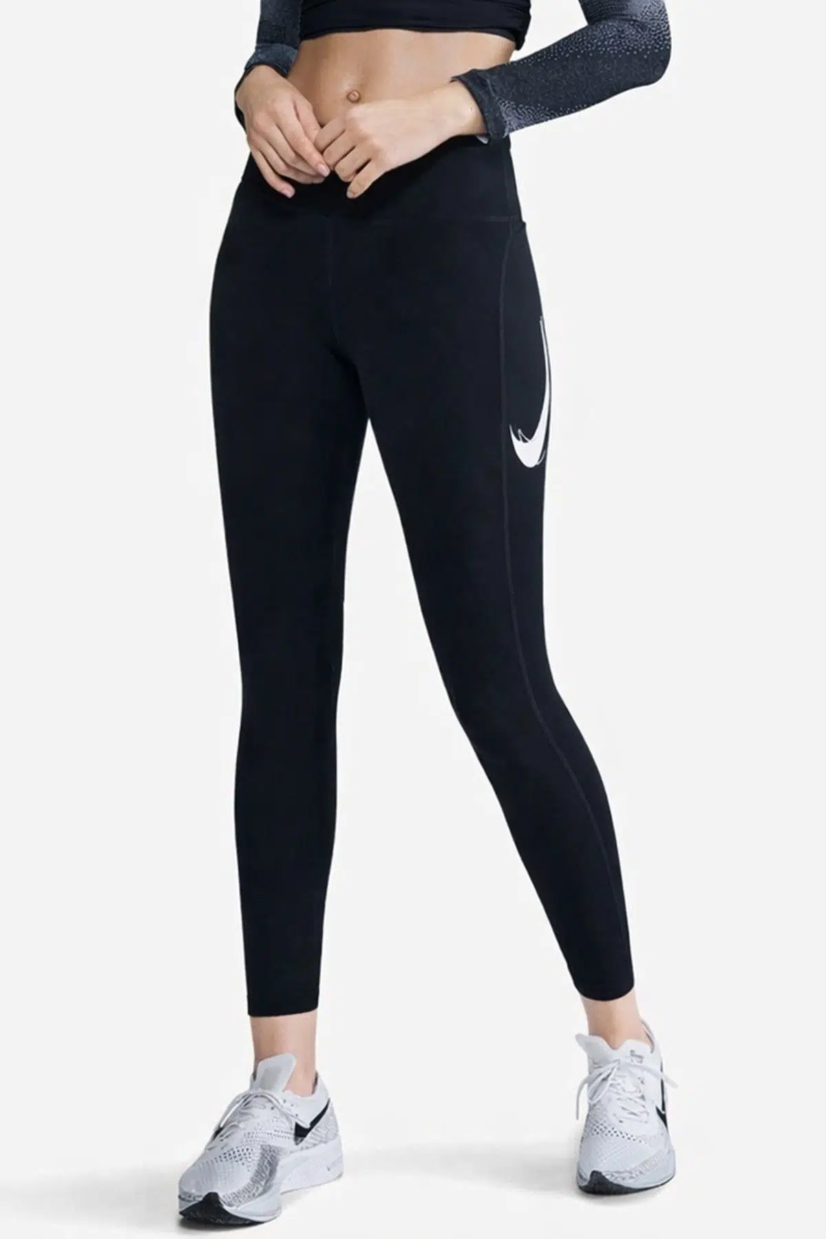 Nike Fast Dir Fit Mid Rise 7/8 Length Tight Fit Running Legging Kadın Koşu Tayt Siyah