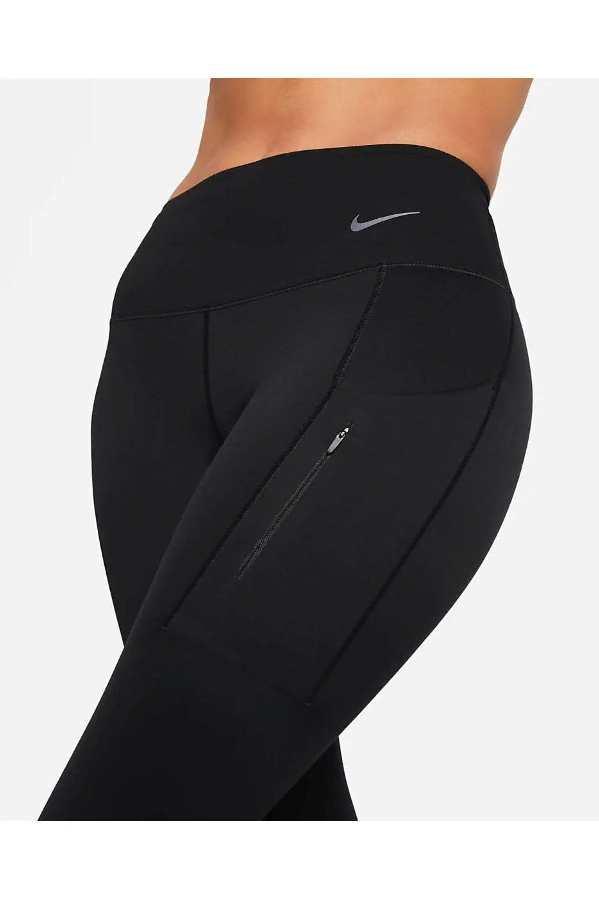 Nike Go Firm Support Mid Rise Cropped Training Kadın Crop Tayt Siyah
