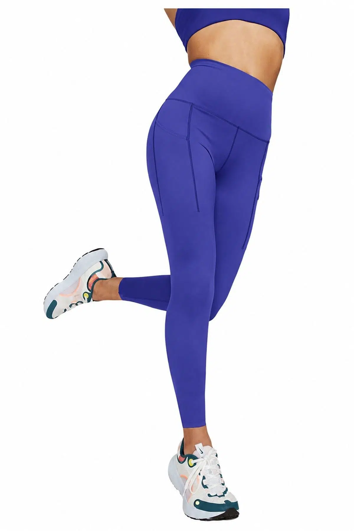 Nike Trainng Go Dri Fit İnfinaLock High Rise 7/8 Brown 6 Cepli Toparlayıcı Yüksek Belli Reflektörlü Antrenman Taytı Sax Mavi