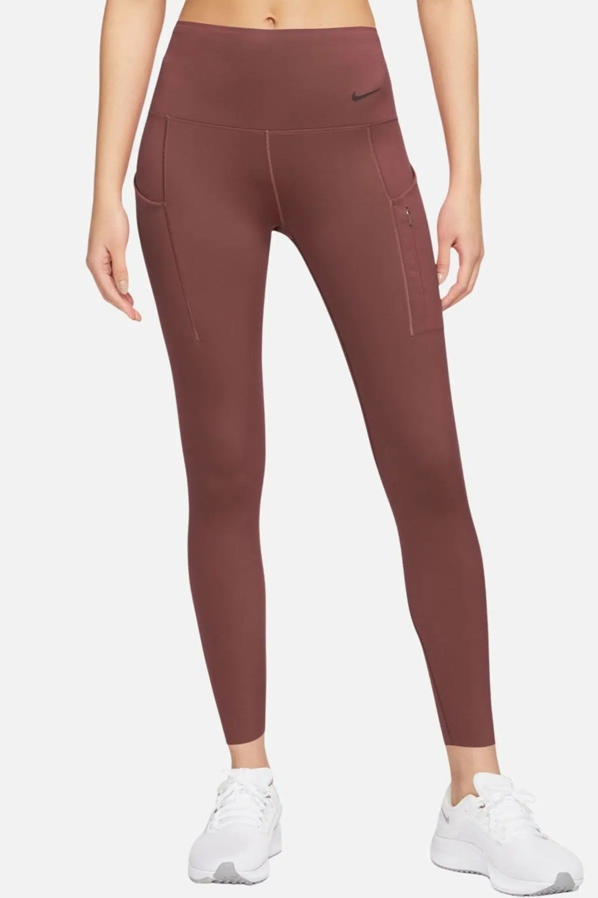 Nike Trainng Go Dri Fit İnfinaLock High Rise 7/8 Brown 6 Cepli Toparlayıcı Yüksek Belli Reflektörlü Antrenman Taytı Kahverengi