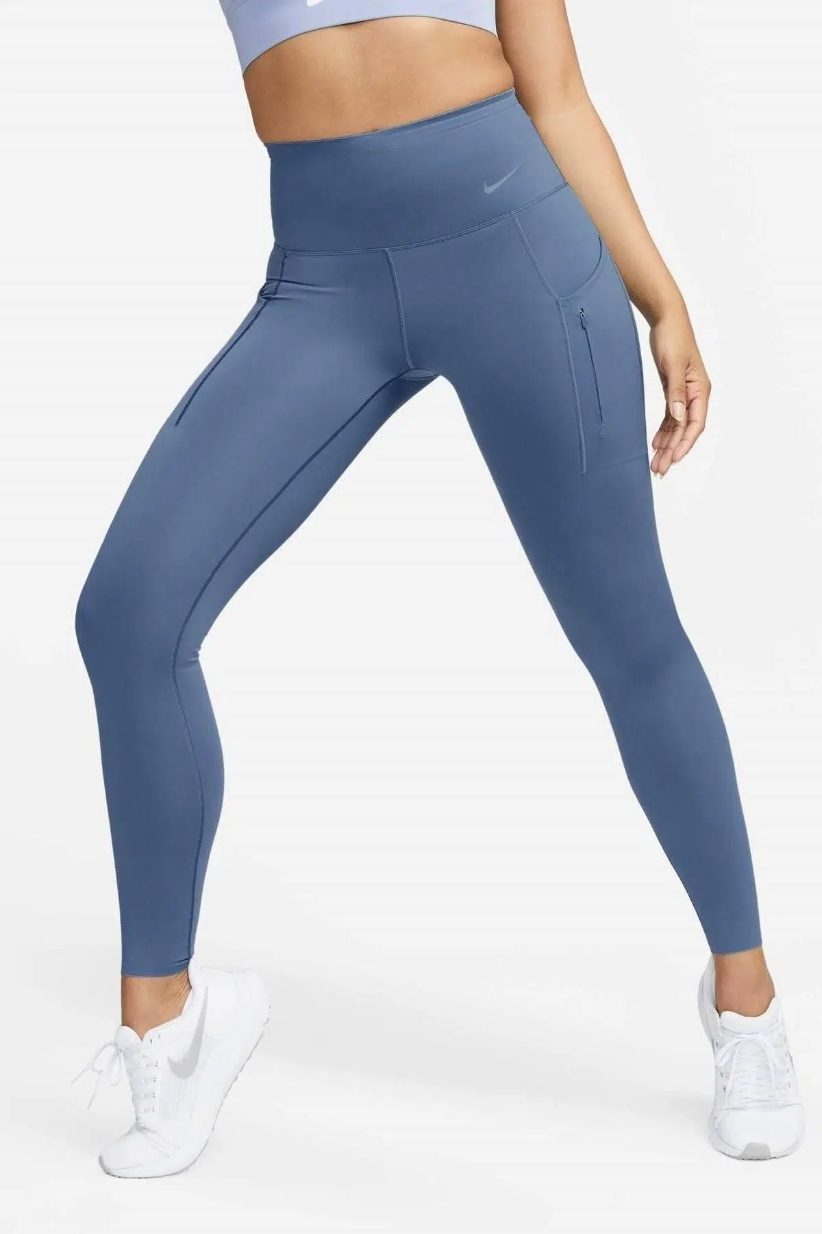 Nike Go Firm Support High Rise Full Length Kadın 6 Cepli Antreman Taytı Koyu Mavi 