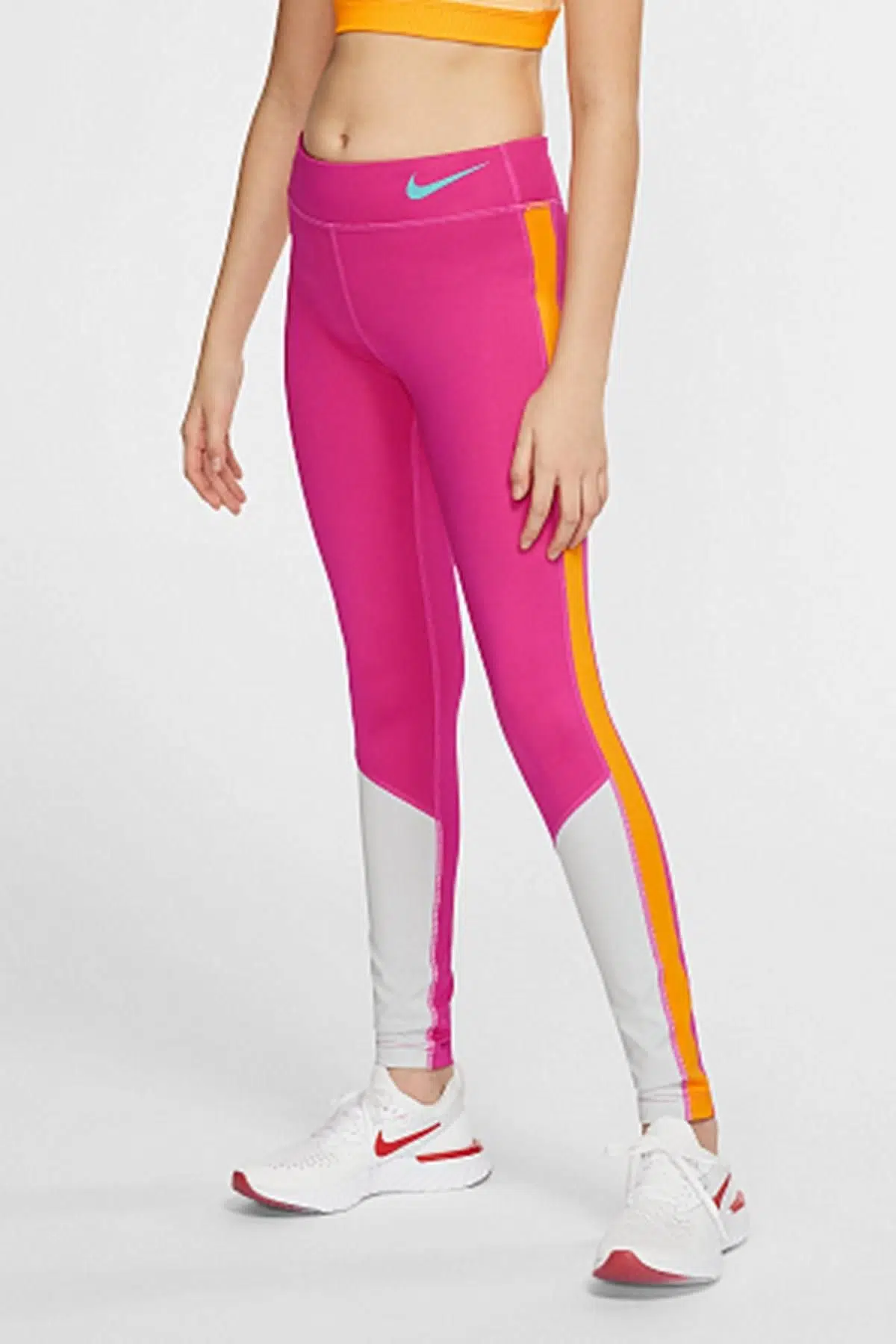 Nike Trophy Colorblock Genç Kız Antreman Taytı Pembe