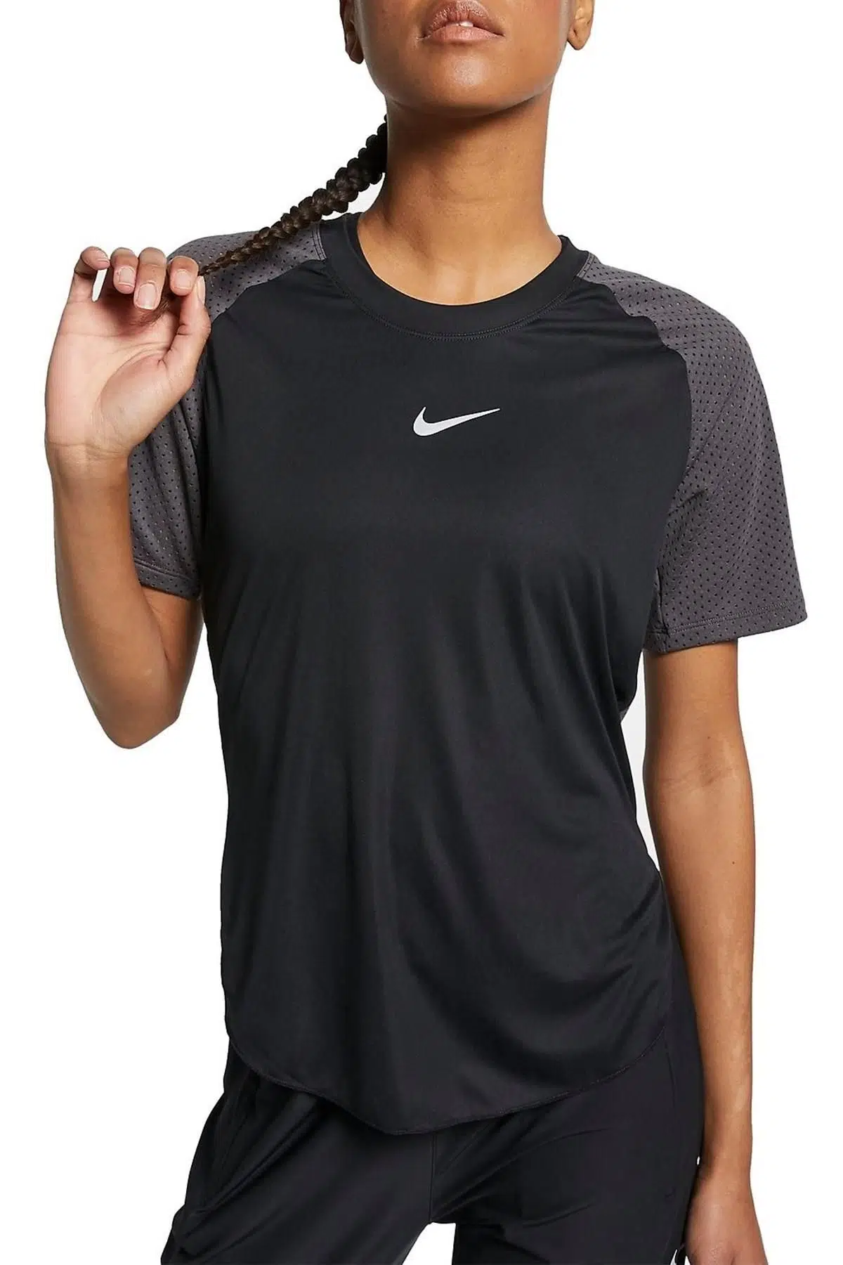 Nike Breath Womens City Sleek Top Cool Kadın Koşu Tişörtü Siyah