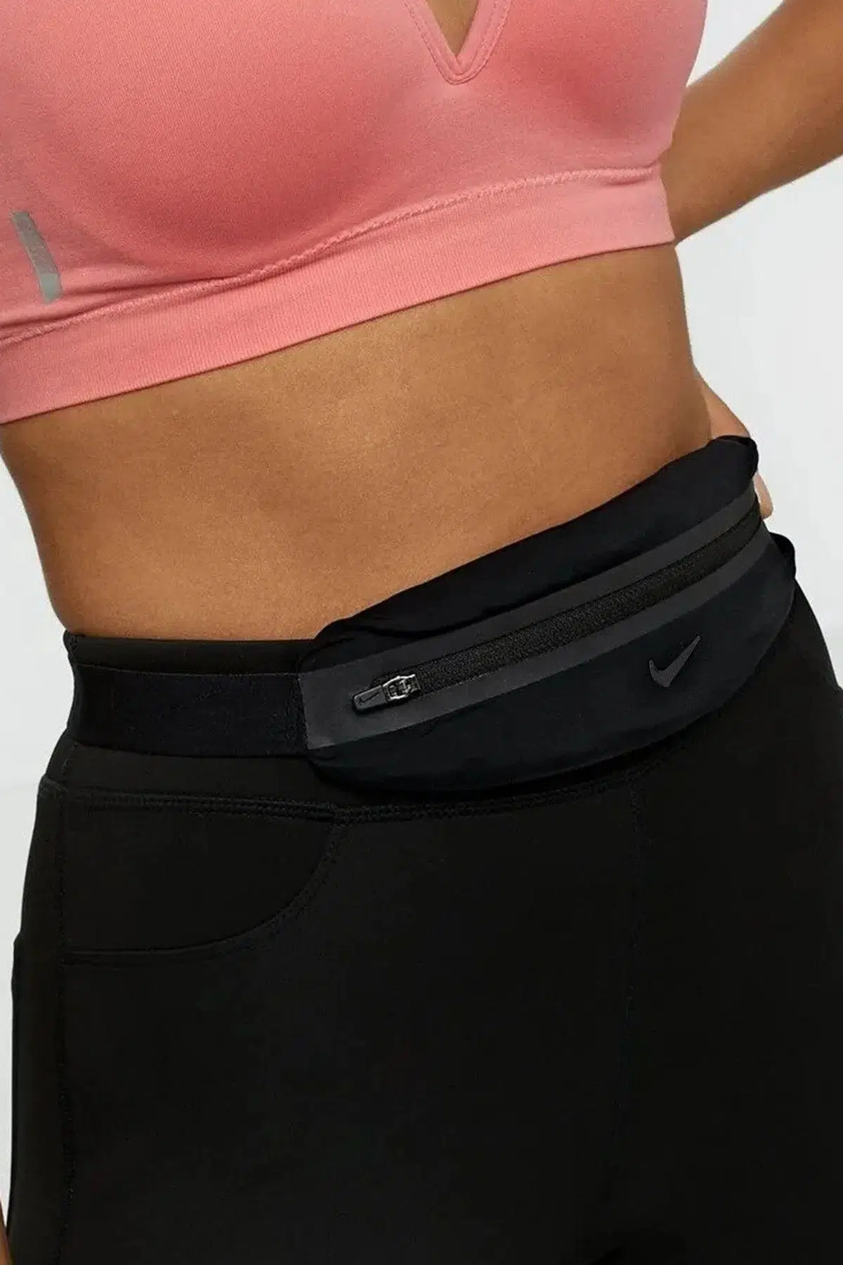 Nike Slim Running Reflector Belt Waist Pack Unisex Koşu İnce Reflektörlü Esnek Bel Çantası Siyah