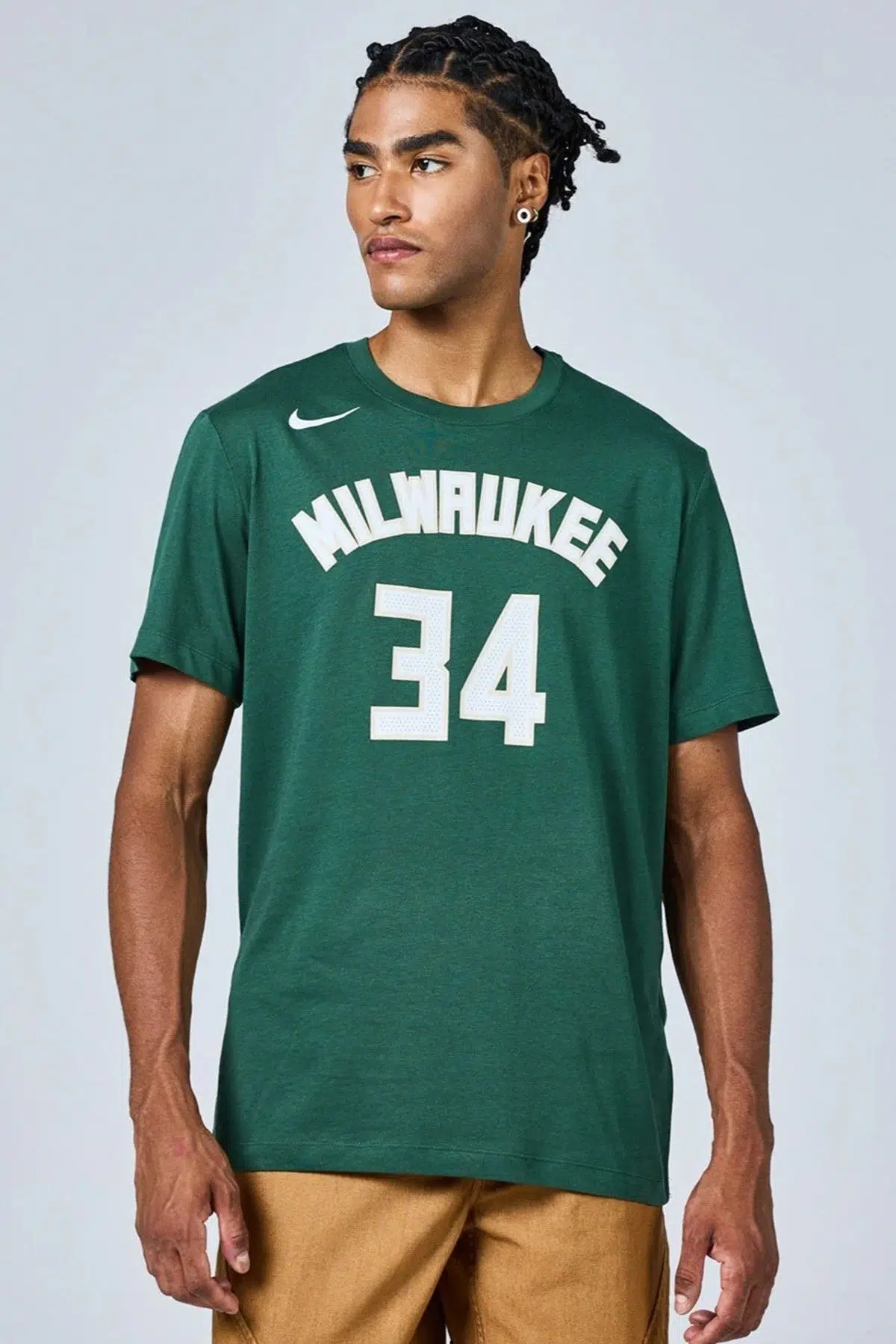 Nike Wilwaukee Bucks NBA Mens Tee Grafik Baskılı Pamuklu Erkek Tişört Yeşil
