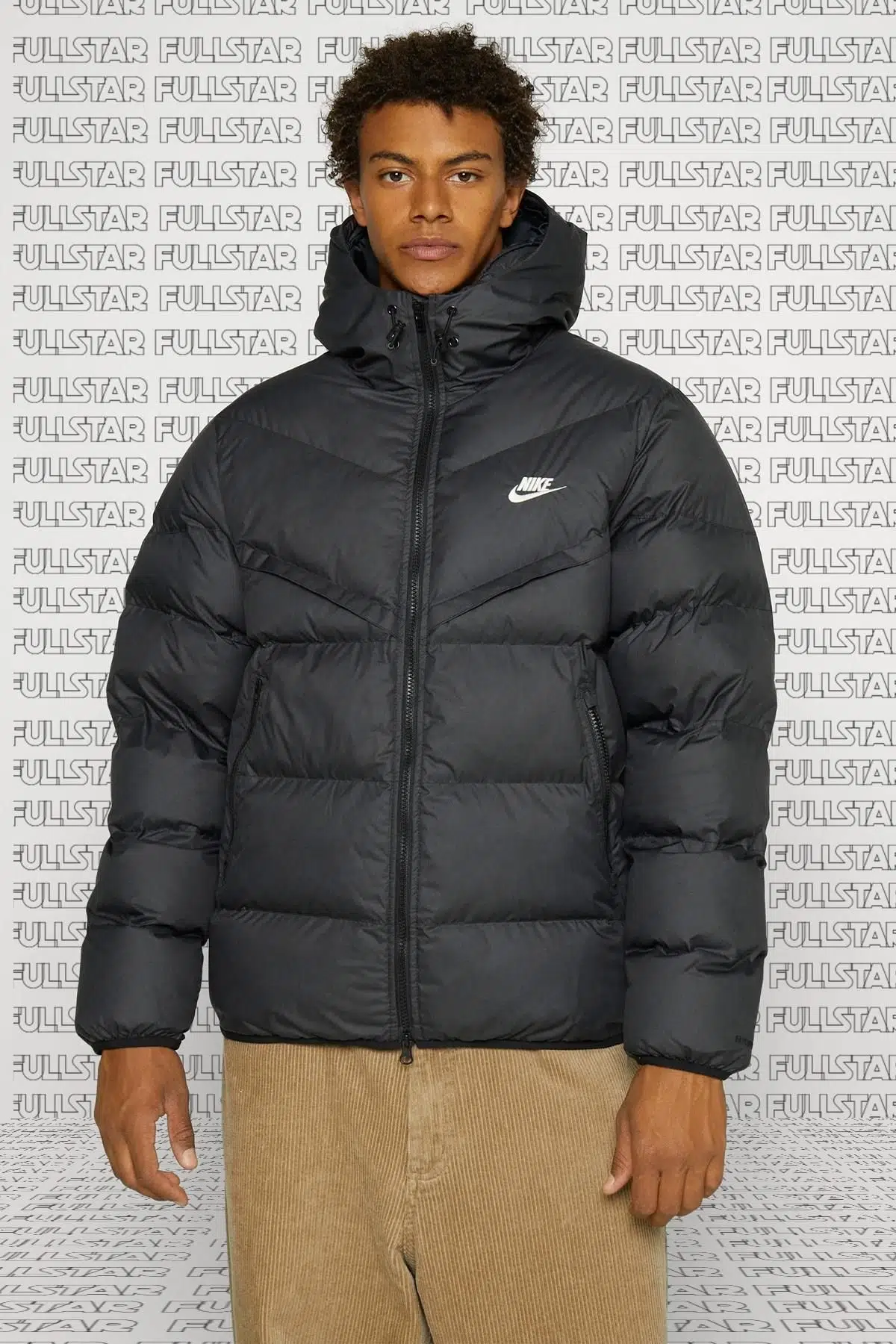 Nike Stormfit Primaloft Synthetic Fit Jacket Rahat Kalıp Kapüşonlu Mont Siyah