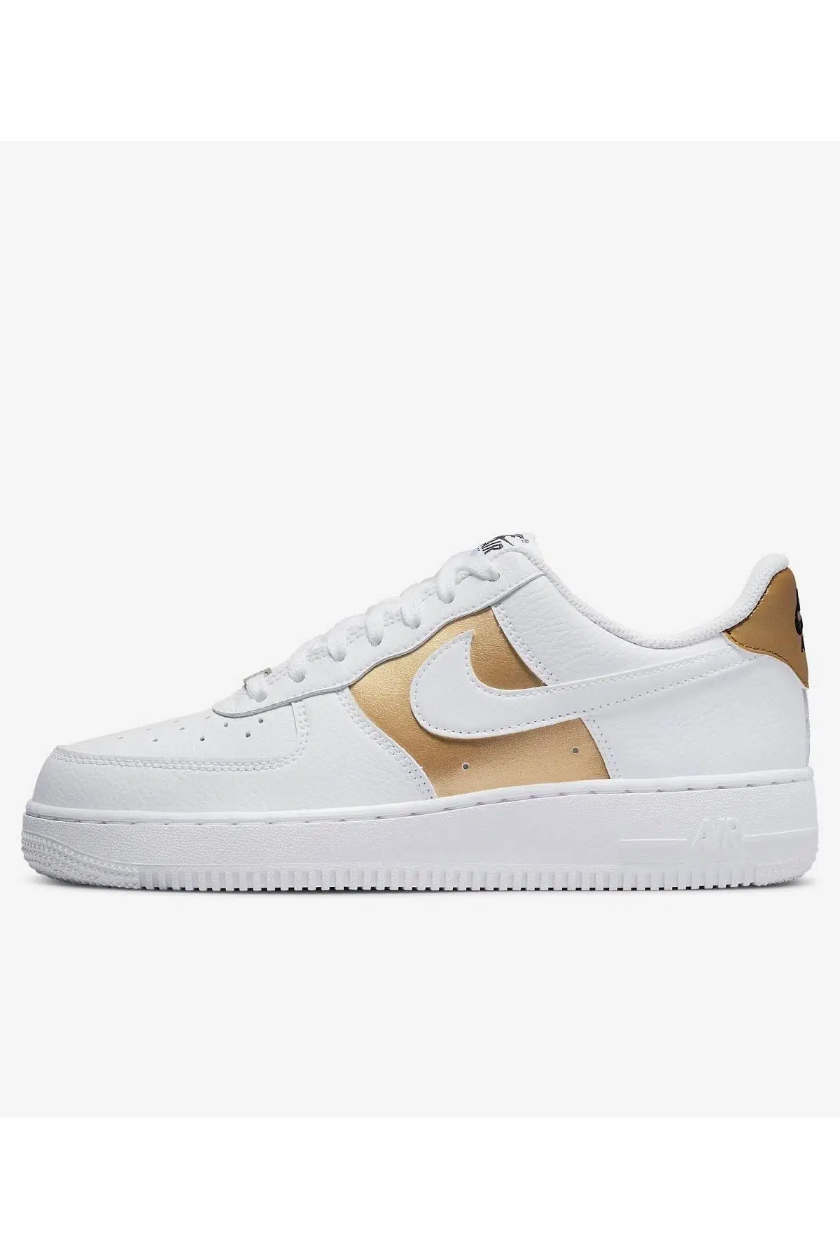 Nike Air Force 1 07 Leather White Gold Sneaker Hakiki Deri Beyaz Günlük Ayakkabı 