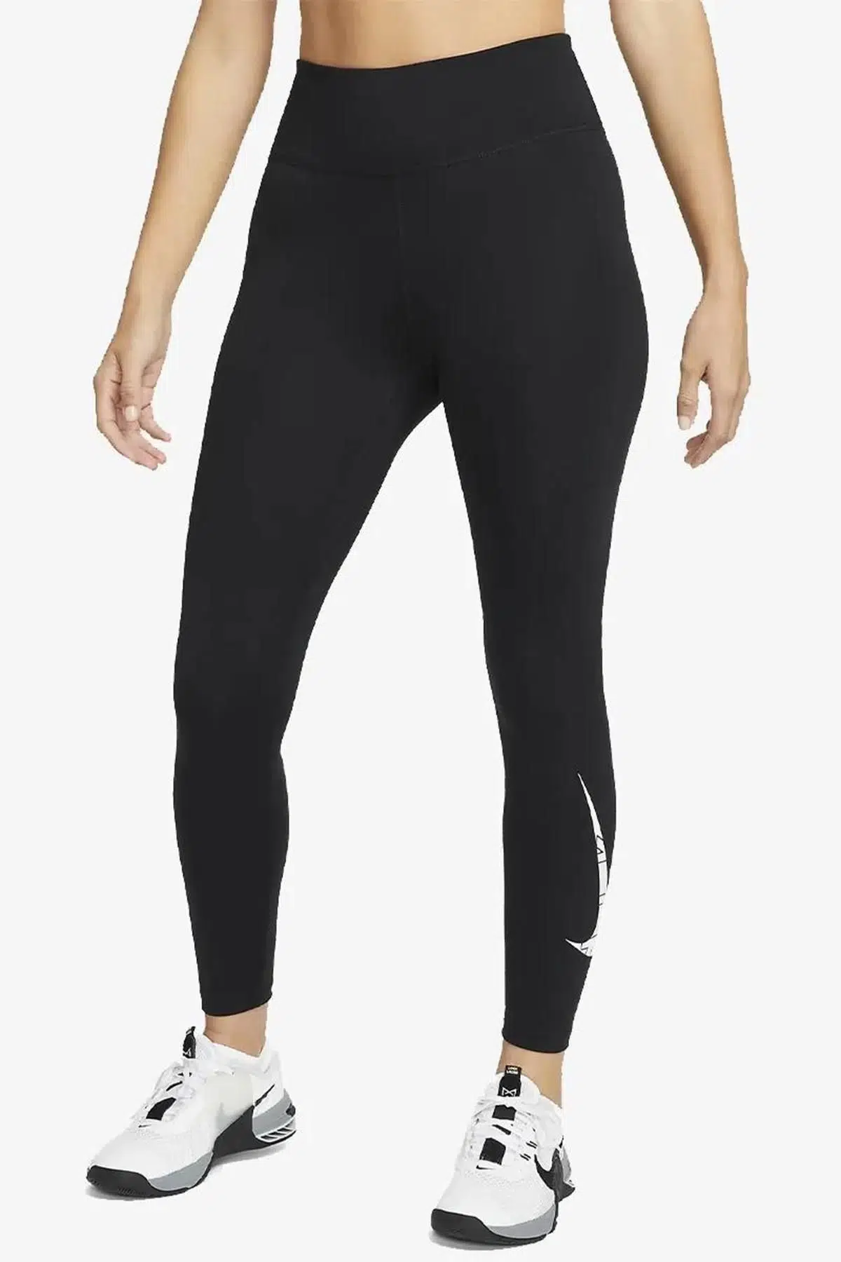 Nike One Dri Fit Mid Rise Grafik 7/8 Leggings Toparlayıcı Baskılı Tayt Siyah