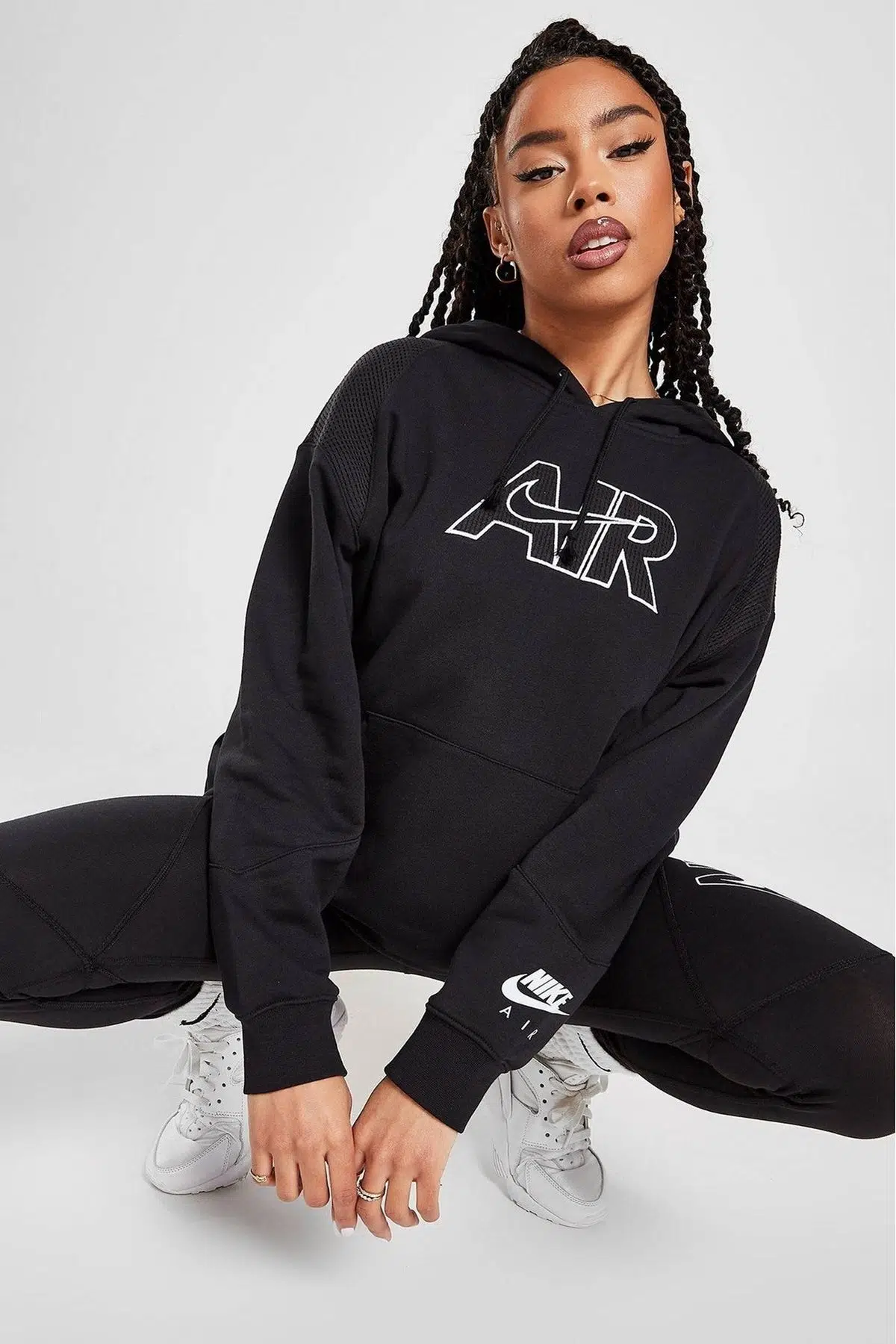 Nike Air Oversize Hoodie Kapüşonlu Kadın Oversize Bol Kesim Sweatshirt Siyah