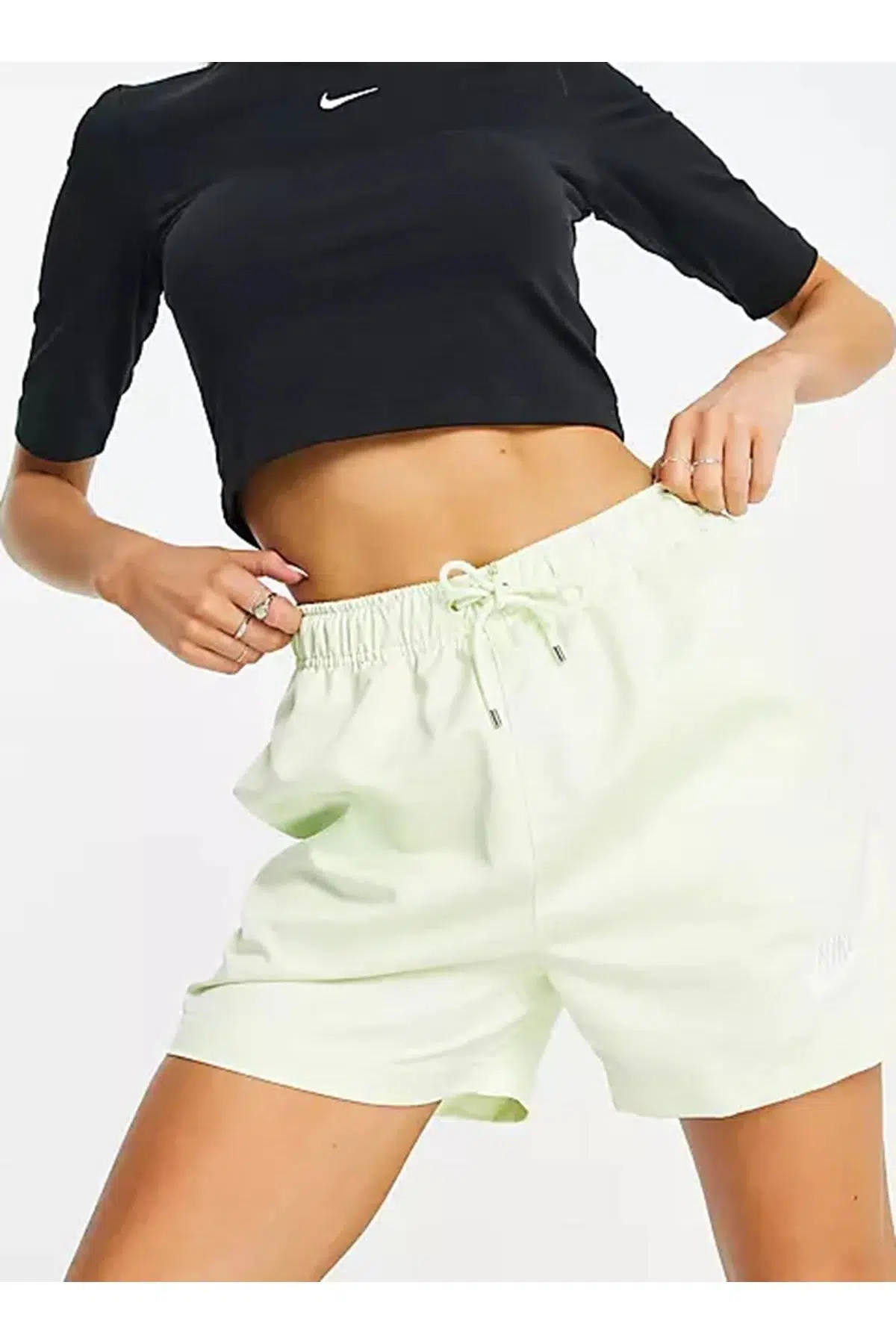 Nike Air Women Shorts Lime Green High Rise Büyük Beden Yüksek Belli Dokuma Kadın Şort Yeşil