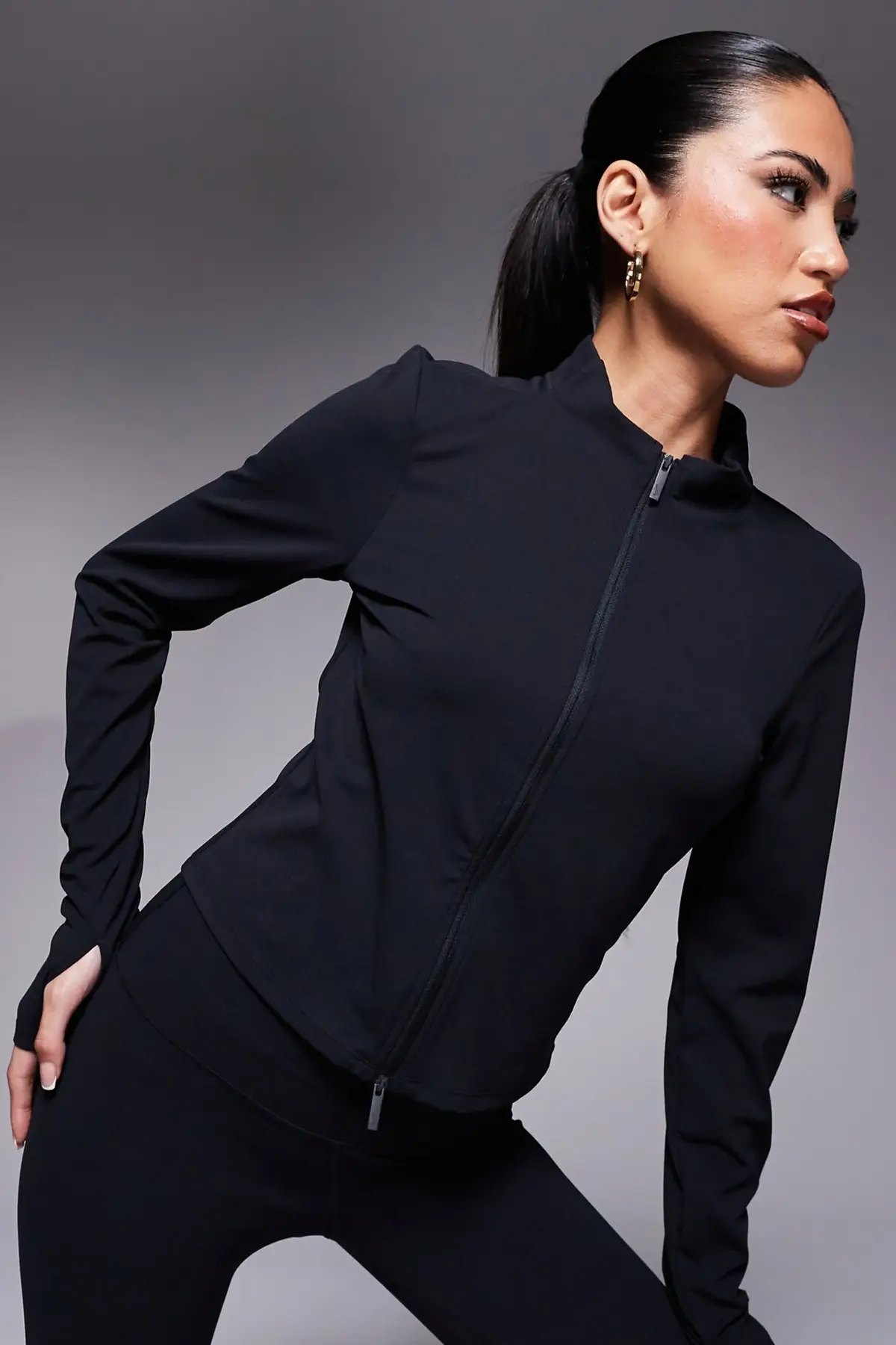 FV7423-010 Nike Zenvy Dri-FIT Full-Zip Long-Sleeve Top Sweatshirt Black Kadın Sweatshirt Siyah