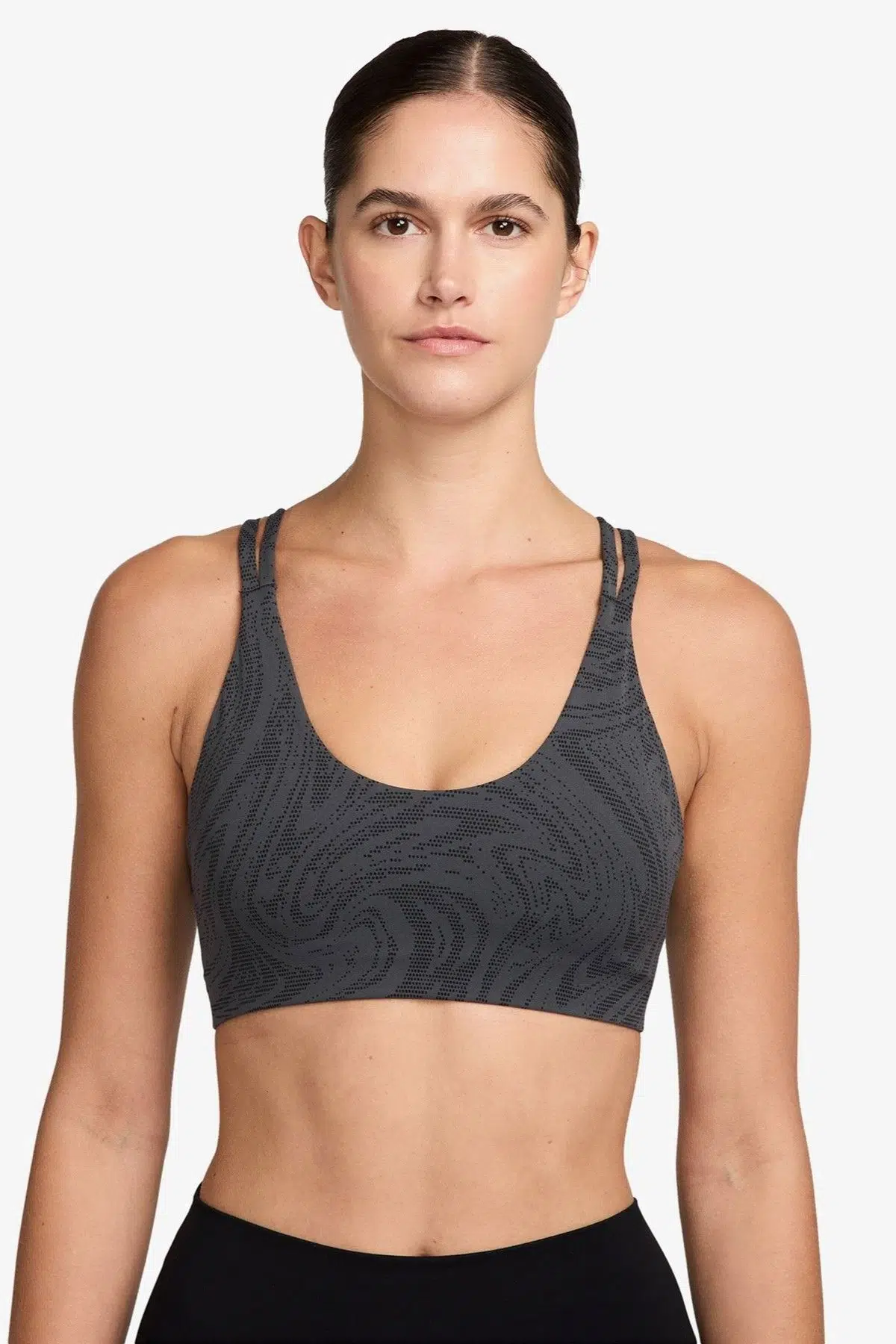 Nike Zenvy Womens Light-Support Padded Printed Support Bra Hafif Destekli Pedli Kadın Spor Bra Siyah