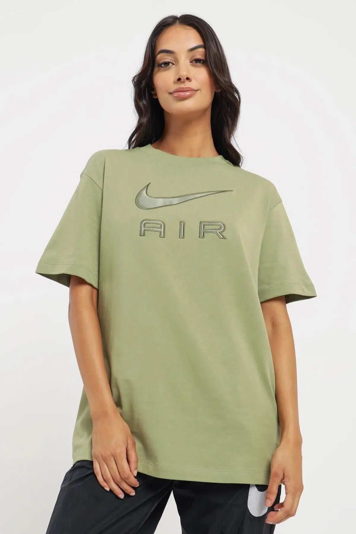 Nike Sportswear Air Loose Fit Tee Bol Kesim Kadın Tişört Zeytin Yeşili