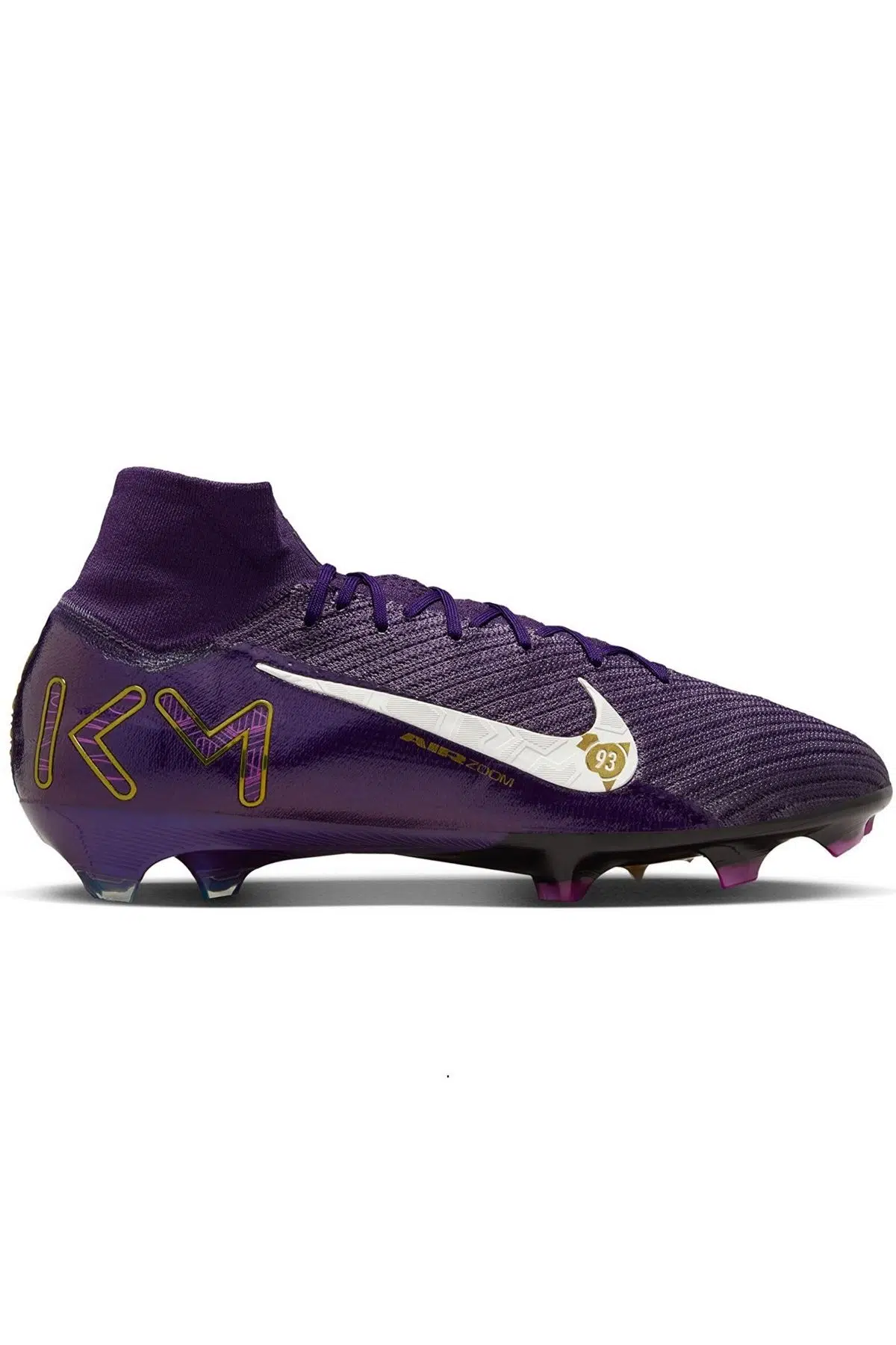 Nike Zoom Mercurial Superfly 10 Elite Kylian Mbappe FG Mens Football Shoes Profesyonel Erkek Çim Saha kramponu Mor