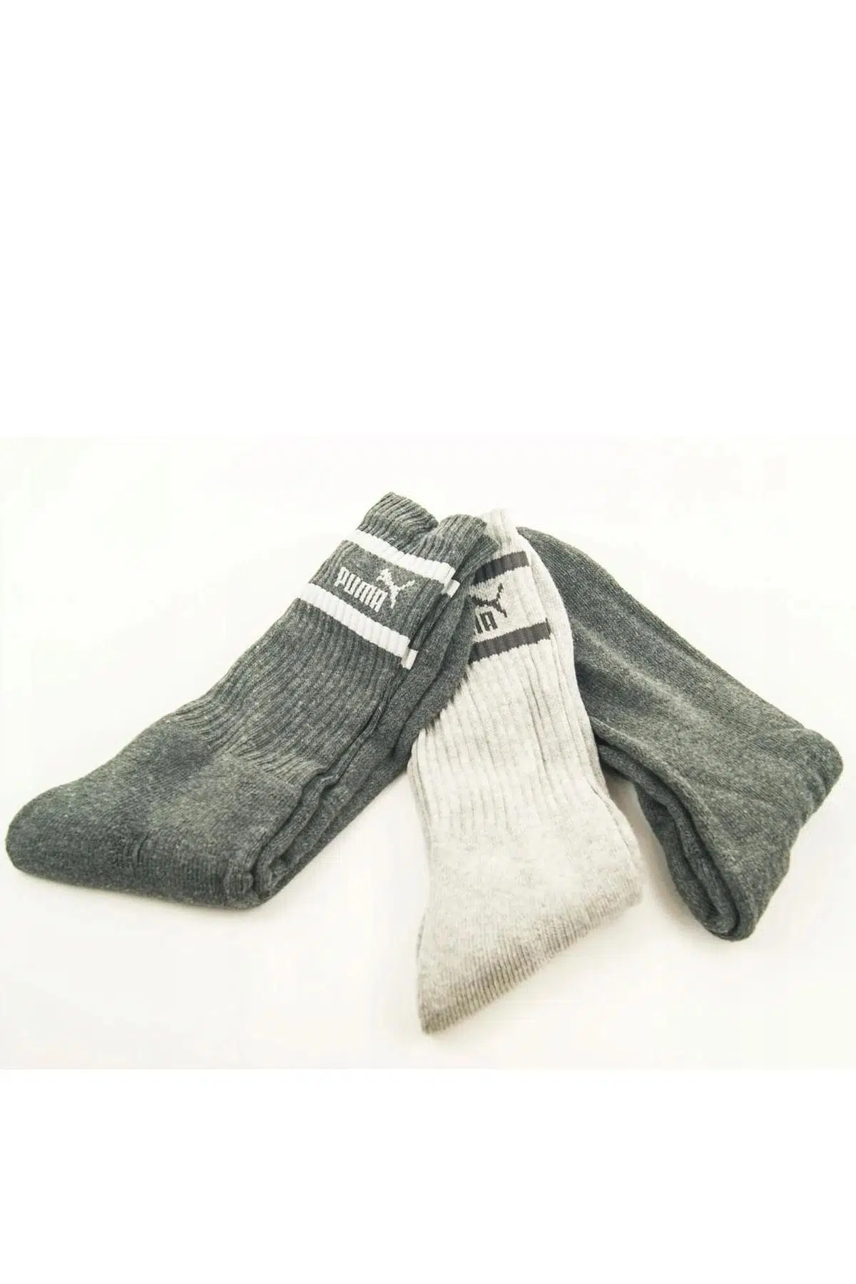 Puma Regular Crew Soft Cotton Comfort Welt Flat Toe Seam 3 Pear Gray Pamuklu Erkek Çorap Gri 3 Lü