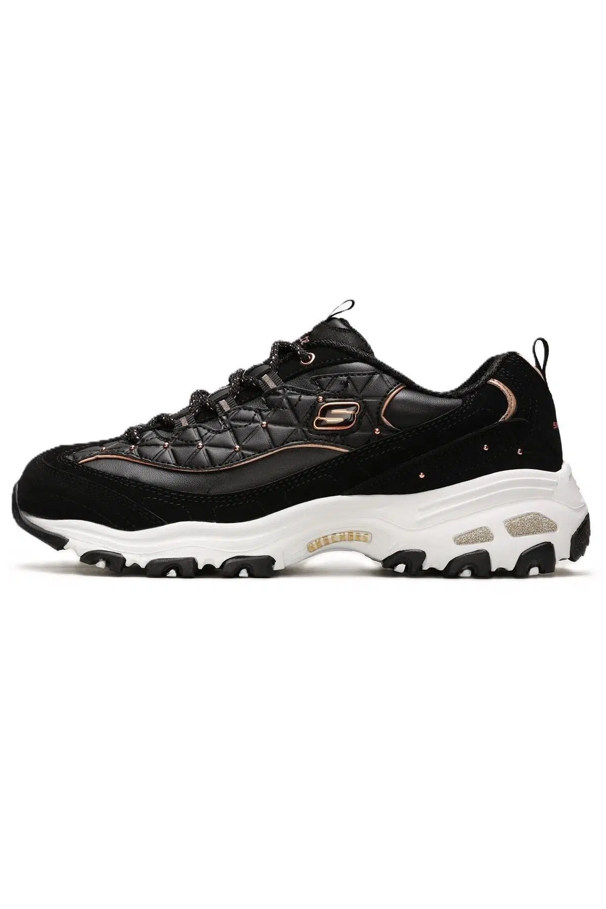 Skechers Air Cooled Memory Foam D'lites Glamour Feels Leather Sneaker Hakiki Deri Hafızalı Taban Günlük Spor Ayakkabı Siyah