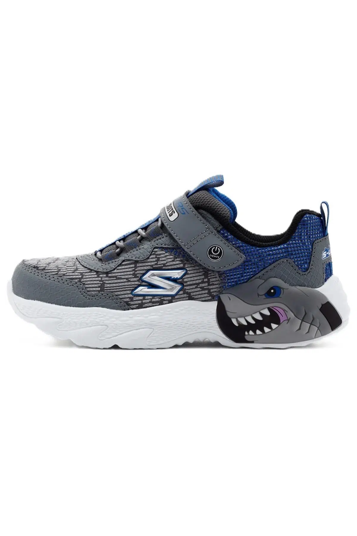 Skechers Creature-Lights Kids Sneaker Lastik Bağcıklı Cırtlı Işıklı Çocuk Ayakkabısı Gri
