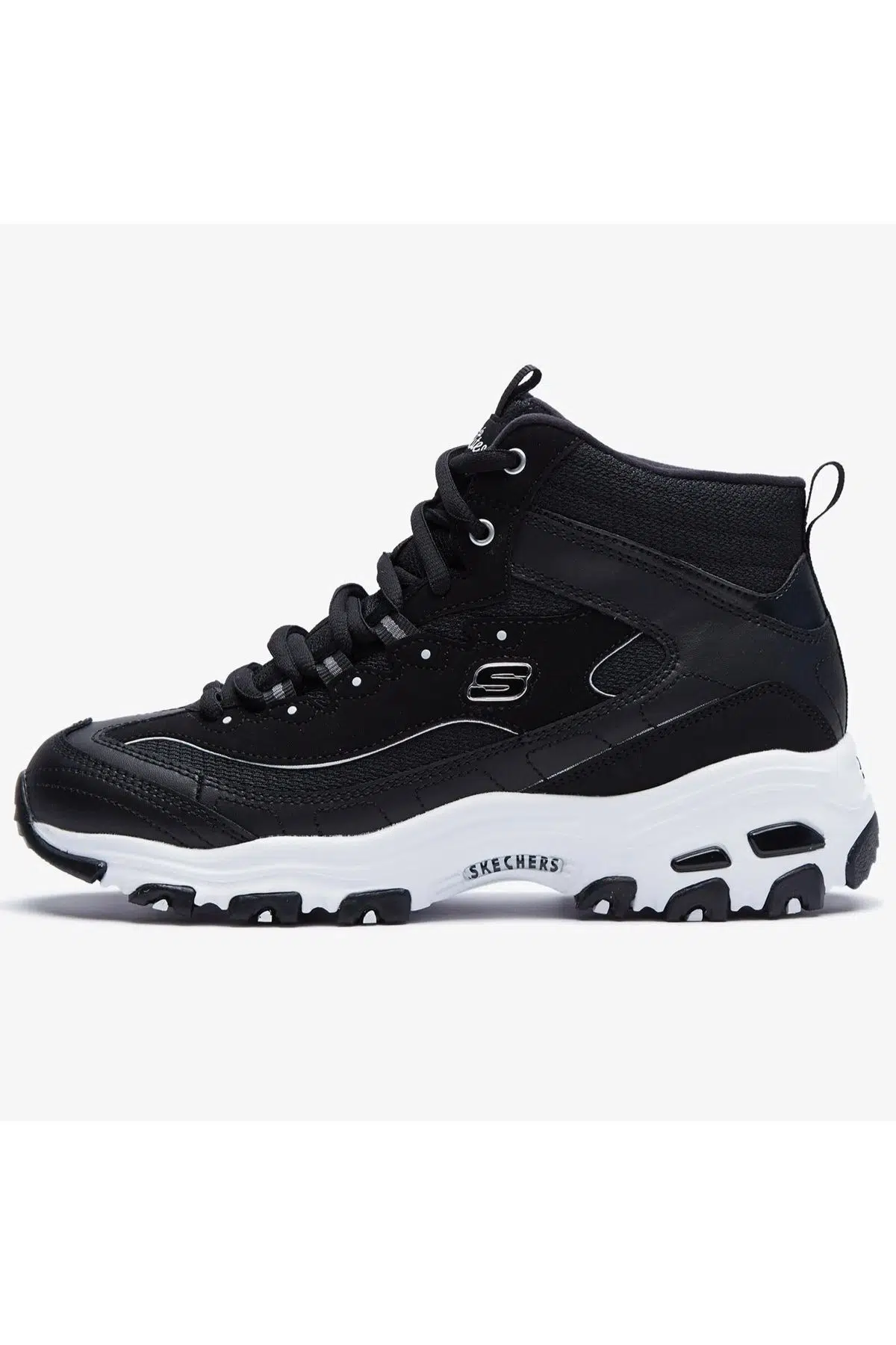 Skechers D'Lites-Comft Times Memory Foam Leather Womens Sneaker Hafızalı Taban Hakiki Deri Bilekli Kadın Günlük Spor Ayakkabı Siyah