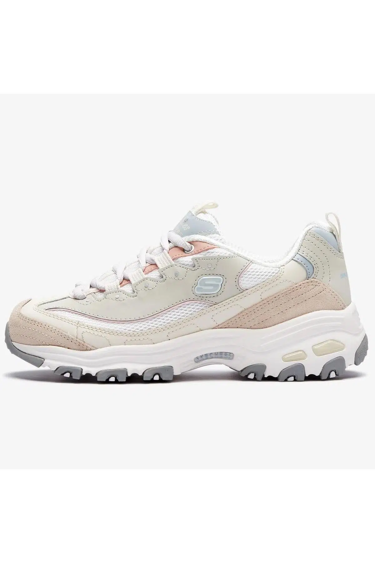 Skechers D'Lites Sandy Beaches Memory Foam Leather Womens Hafızalı Taban Hakiki Deri Kadın Günlük Spor Ayakkabı Krem 