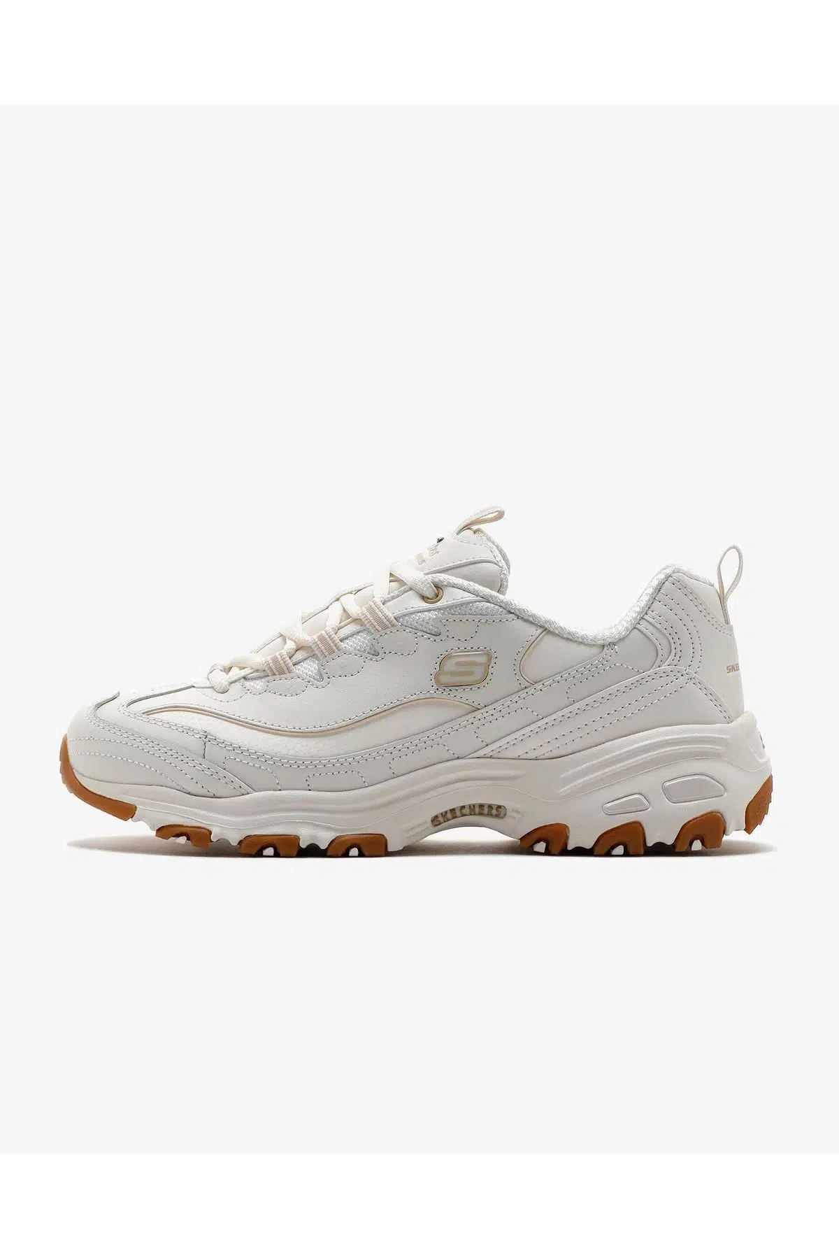 Skechers D'Lites Leather Memory Foam Beige Hakiki Deri Hafızalı Taban Kadın Spor Ayakkabı