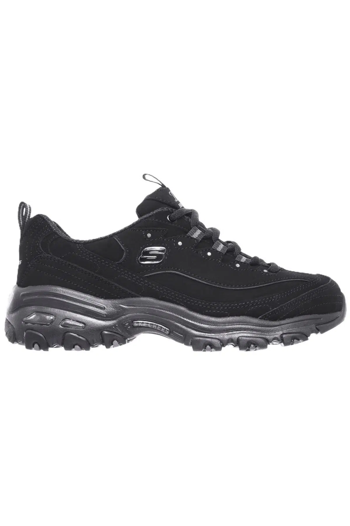 Skechers D'Lites Play On Leather Memory Foam Womens Sneaker Black Hakiki Deri Hafızalı Taban Kadın Günlük Spor Ayakkabı Siyah