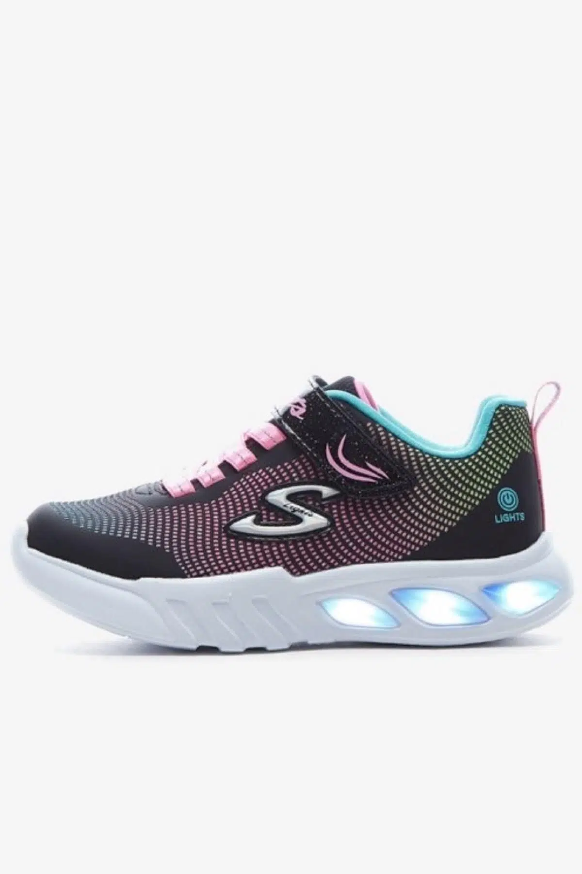 Skechers Flicker Flash Light Sneaker Lastik ipli Bantlı Işıklı Kız Çocuk Ayakkabı Siyah