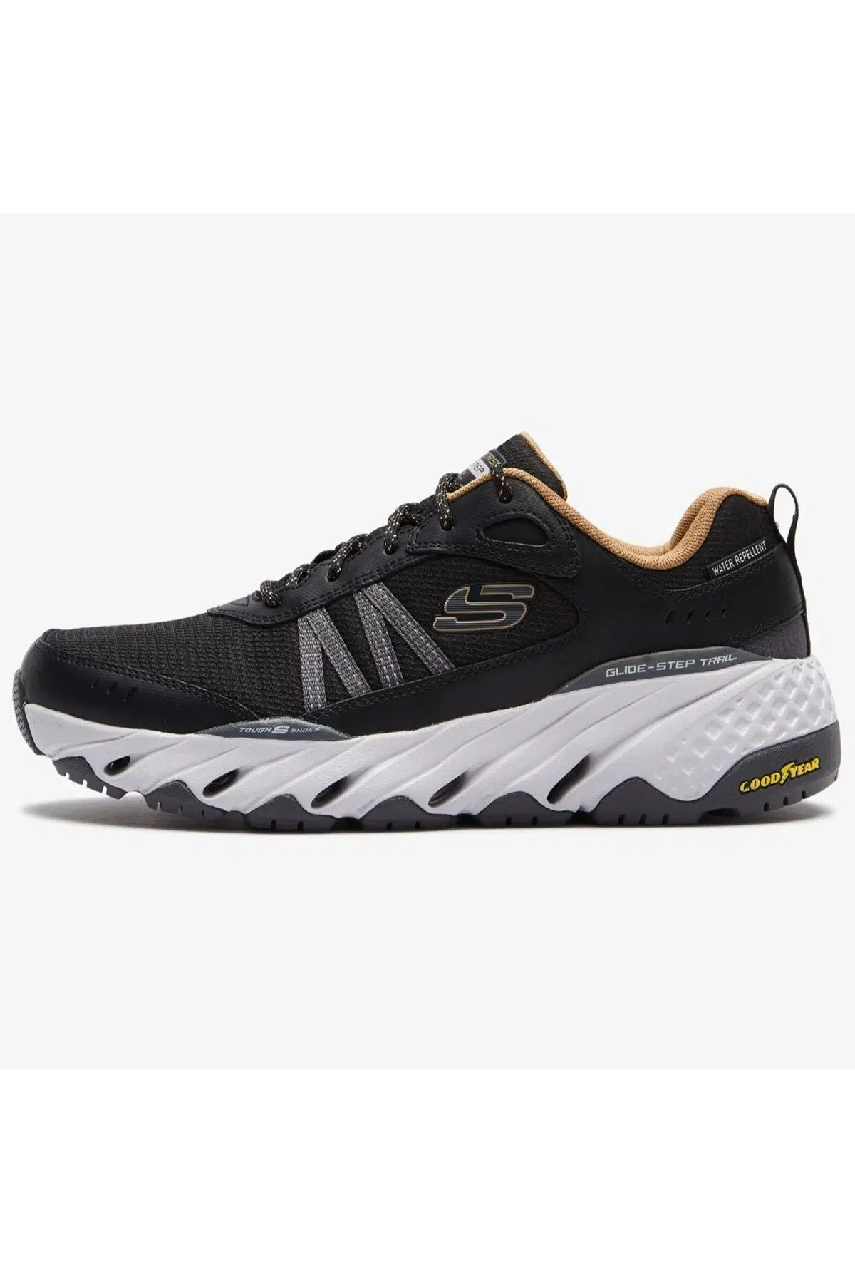 Skechers Glide-Step Trail-Oxen Memory Foam Leather Water Repellent Mens Sneaker Hakiki Deri Hafızalı Taban Su itici Outdoor Yürüyüş Ayakkabısı Siyah 