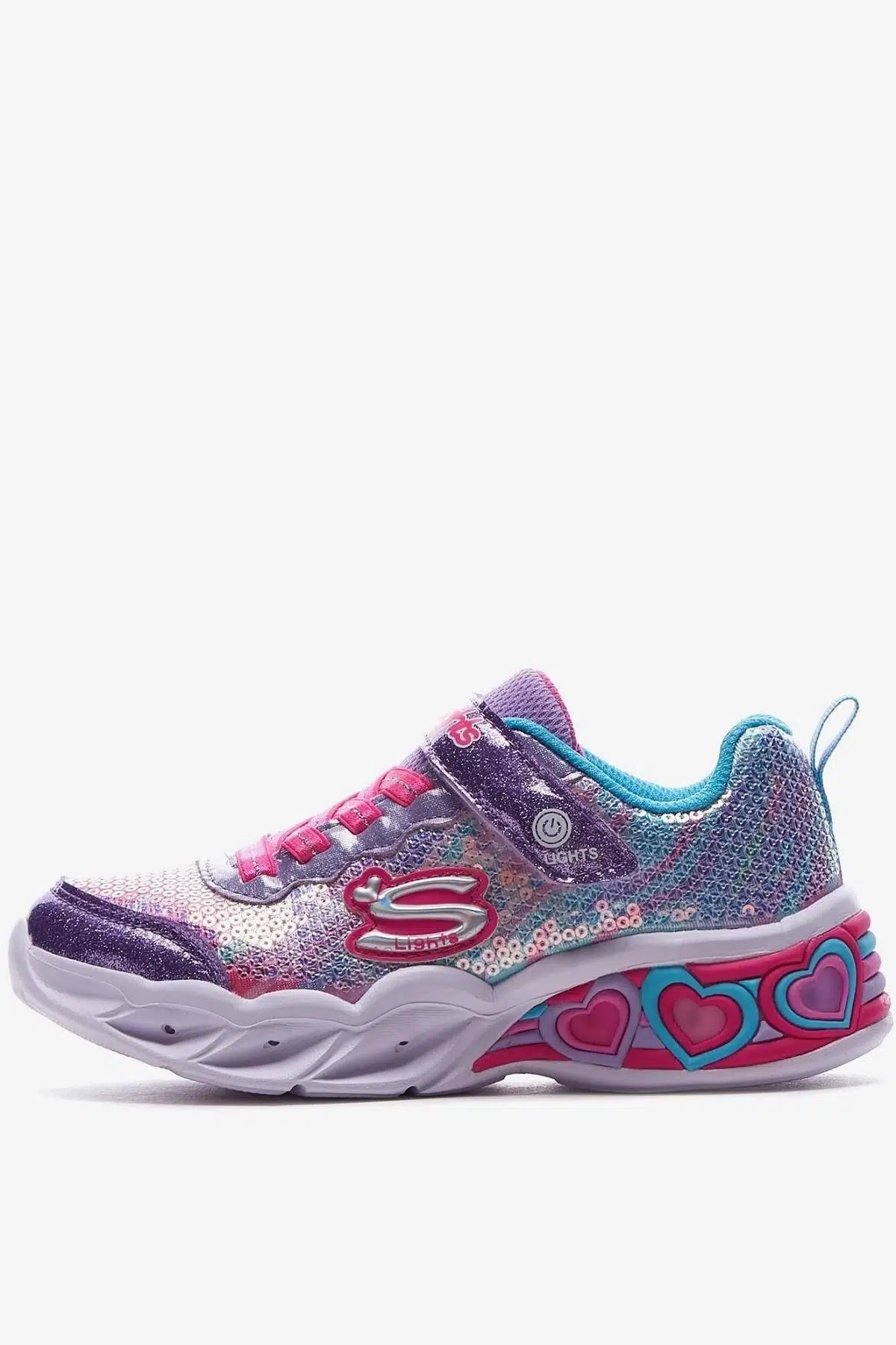 Skechers Lets Shine Sneaker Lastik ipli Bantlı Işıklı Mor Kız Çocuk Ayakkabı