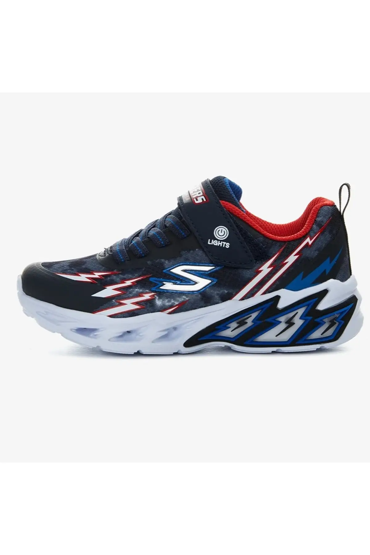 400150L NVRD Skechers Lights Storm Kids Sneaker Lastik Bağcıklı Cırtlı Işıklı Günlük Çocuk Spor Ayakkabı Gri