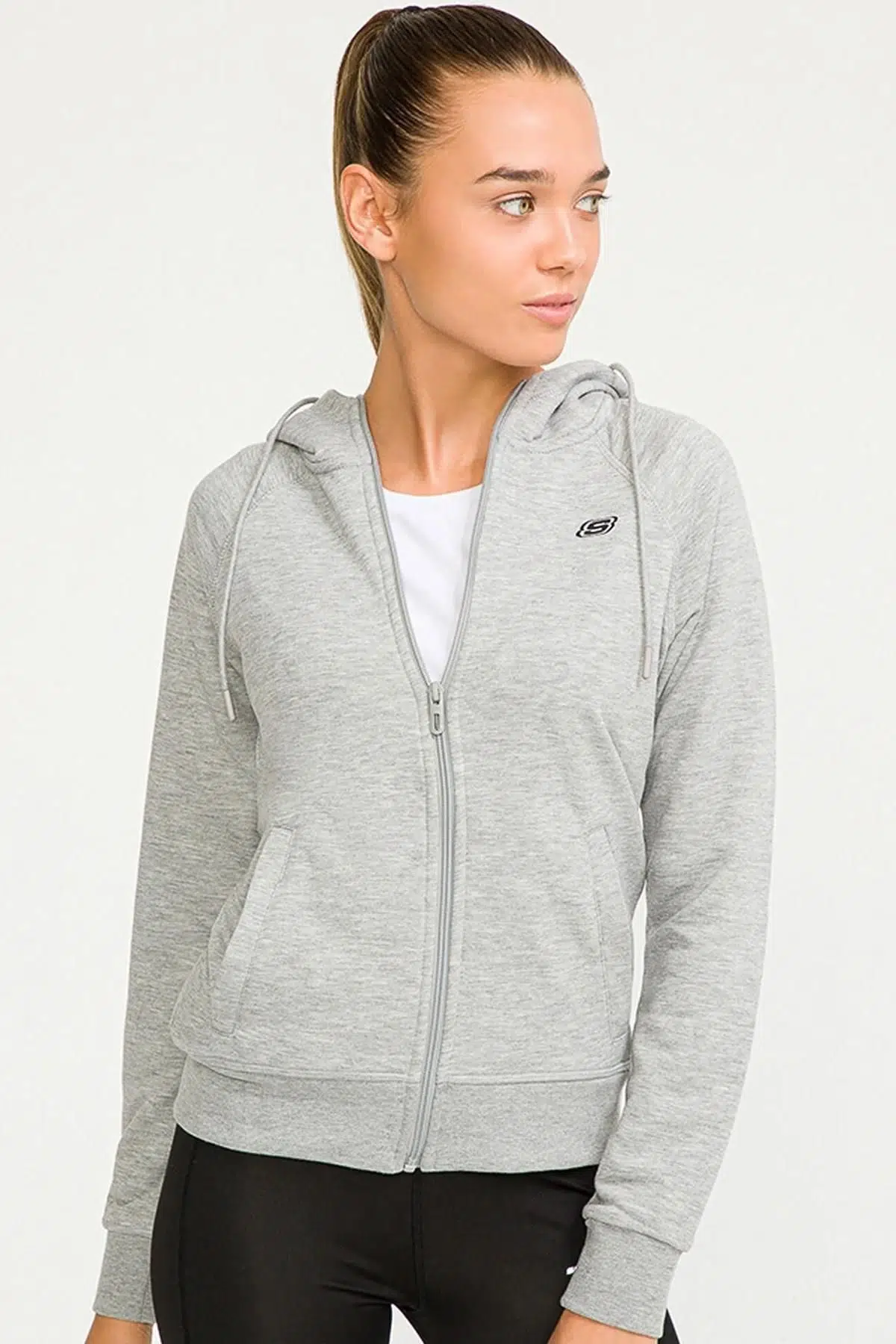 Skechers W Lw Fleece Fz Hooded Jacket Kadın Fermuarlı Kapüşonlu Sweatshirt Gri