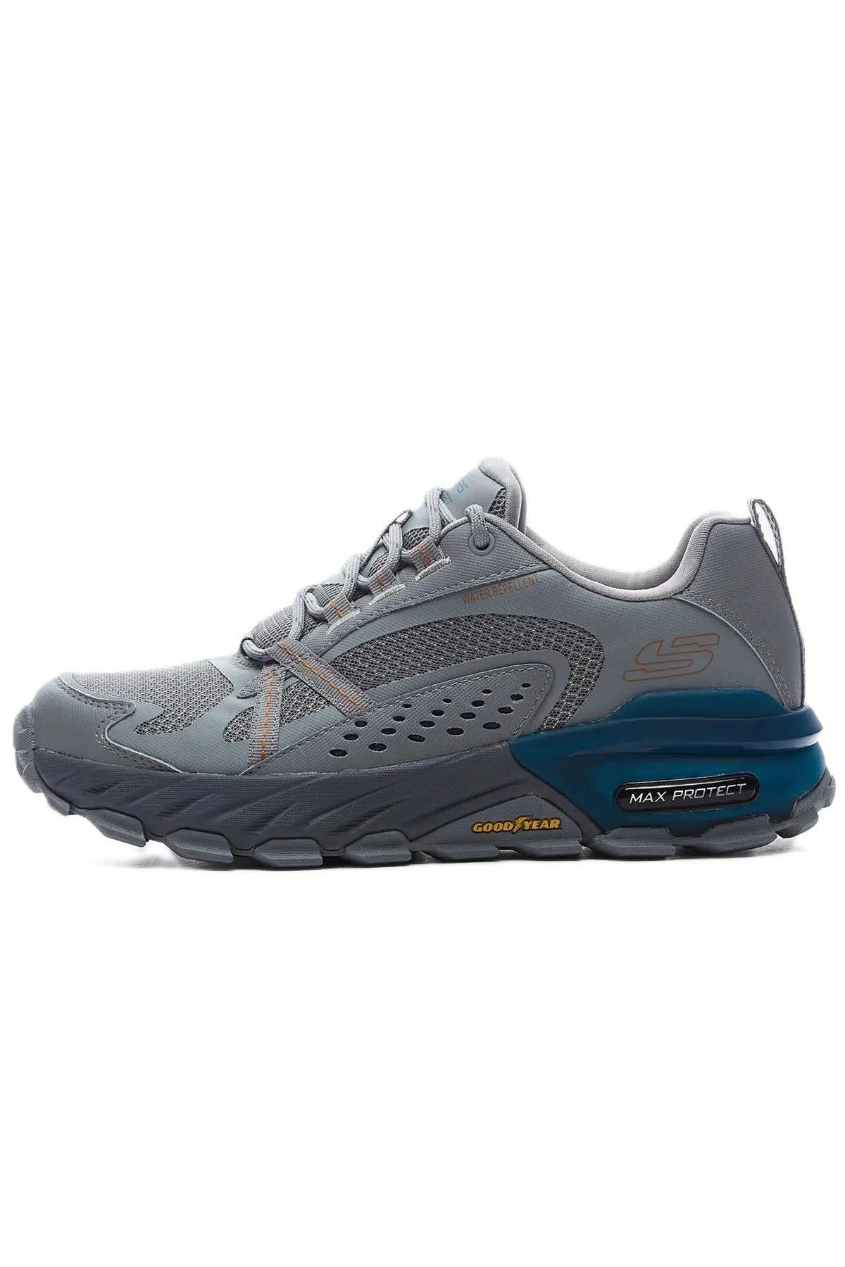 Skechers Max Protect Leather Water Repellent Memory Foam Mens Outdoor Shoes Grey Hakiki Deri Hafızalı Taban Su İtici Erkek Outdoor Ayakkabı Gri 