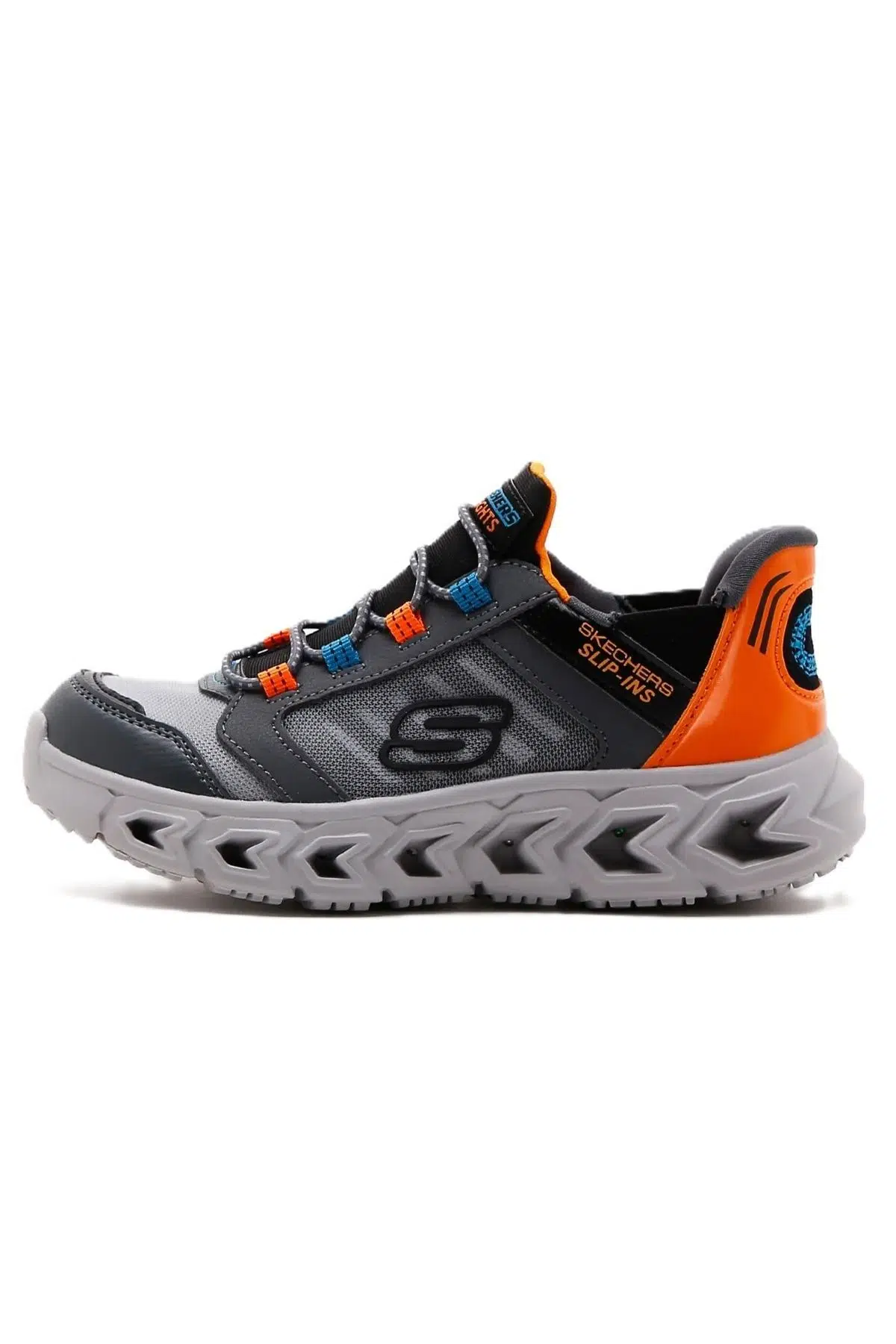 Skechers Slip-İns:Hypno-Flash 2.0-Odelux Kids Sneaker Lastik Bağcıklı Işıklı Günlük Günlük Çocuk Spor Ayakkabı Gri
