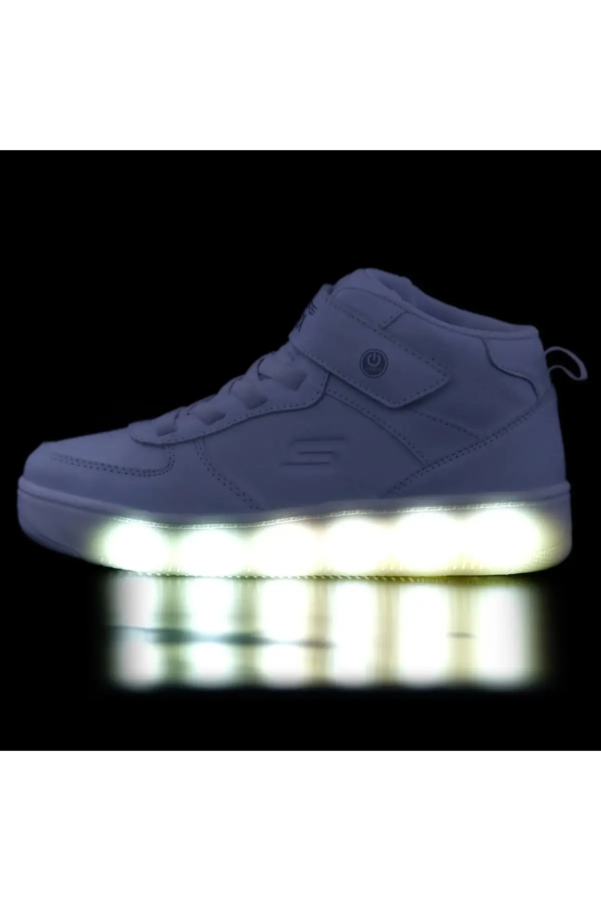 400622L WHT Skechers Sport Court 92-Show Starter Kids Sneaker Lastik Bağcıklı Cırtlı Işıklı Bilekli Çocuk Ayakkabısı Beyaz