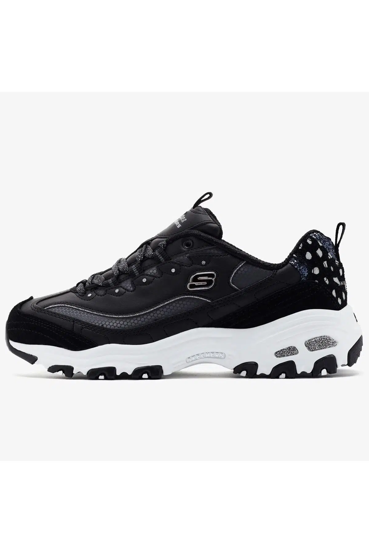 Skechers D'Lites Golden Chic Memory Foam Womens Leather Sneaker Black Hafızalı Taban Hakiki Deri Kadın Günlük Spor Ayakkabı Siyah