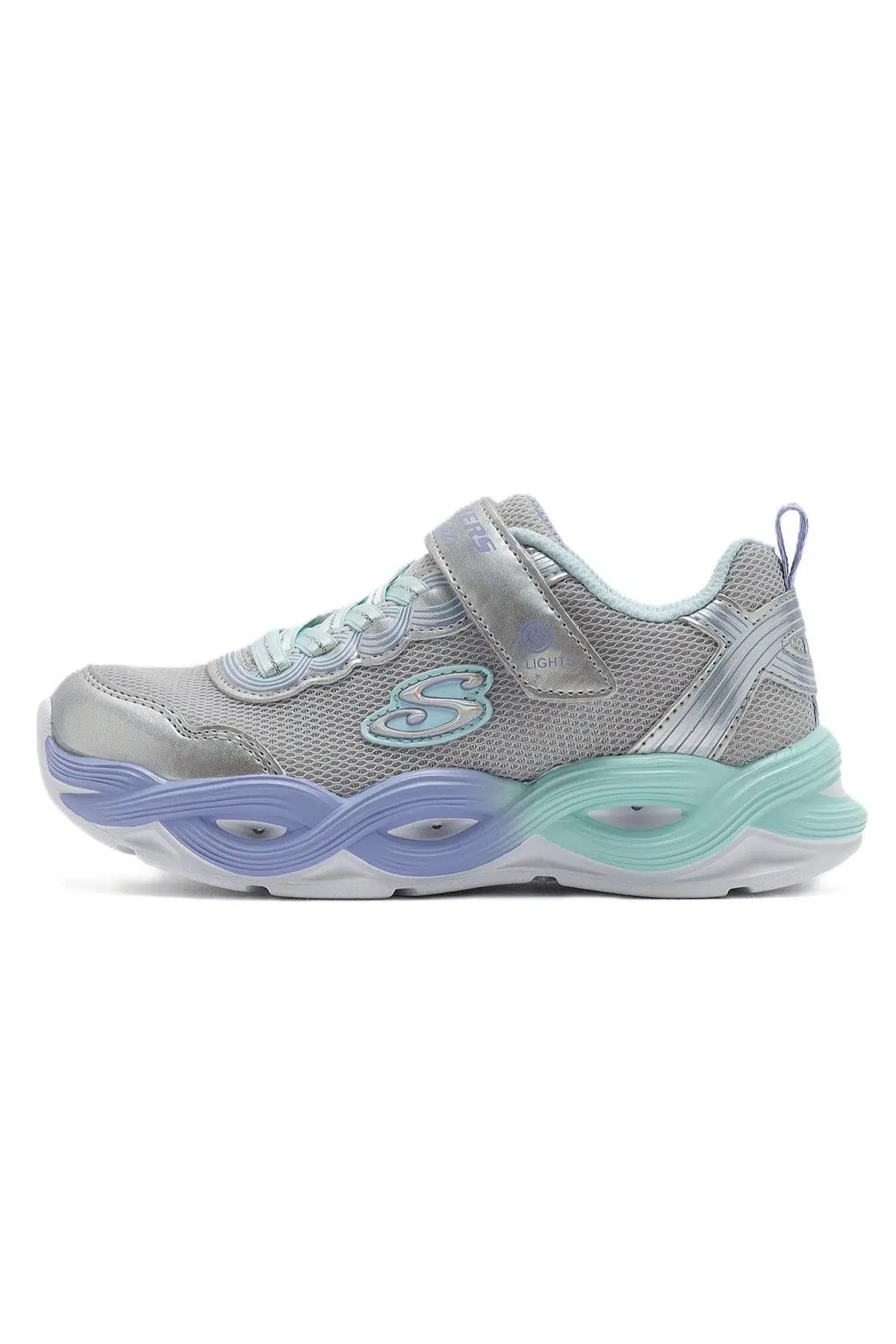 Skechers Twisty Glow Kids Sneaker Lastik Bağcıklı Cırtlı Işıklı Çocuk Ayakkabısı Gri