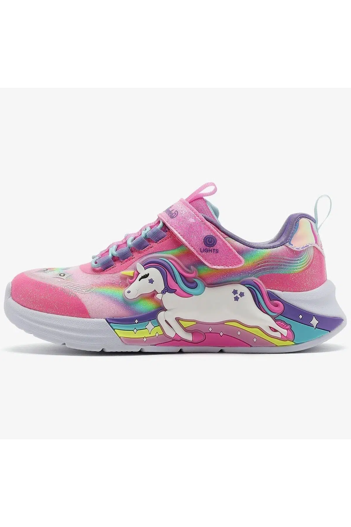 Skechers Unicorn Chaser Magic Kids Light Sneaker Cırt Cırtlı Işıklı Çocuk Ayakkabısı Pembe