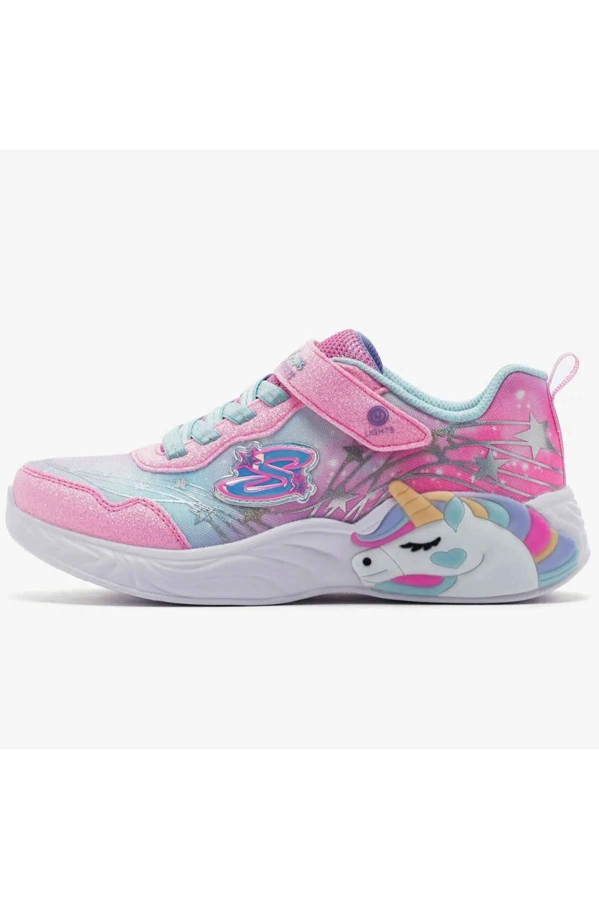 Skechers Unicorn Dreams Wishful Magic Kids Light Sneaker Cırt Cırtlı Işıklı Çocuk Ayakkabısı Pembe
