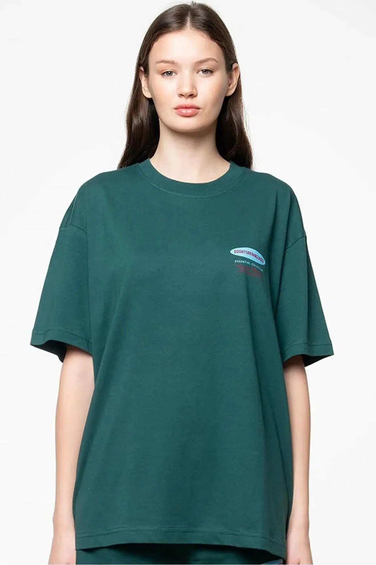 Soon To Be Announced Essentials Oversize Unisex T-shirt Unisex Pamuklu Oversize Tişört Yeşil