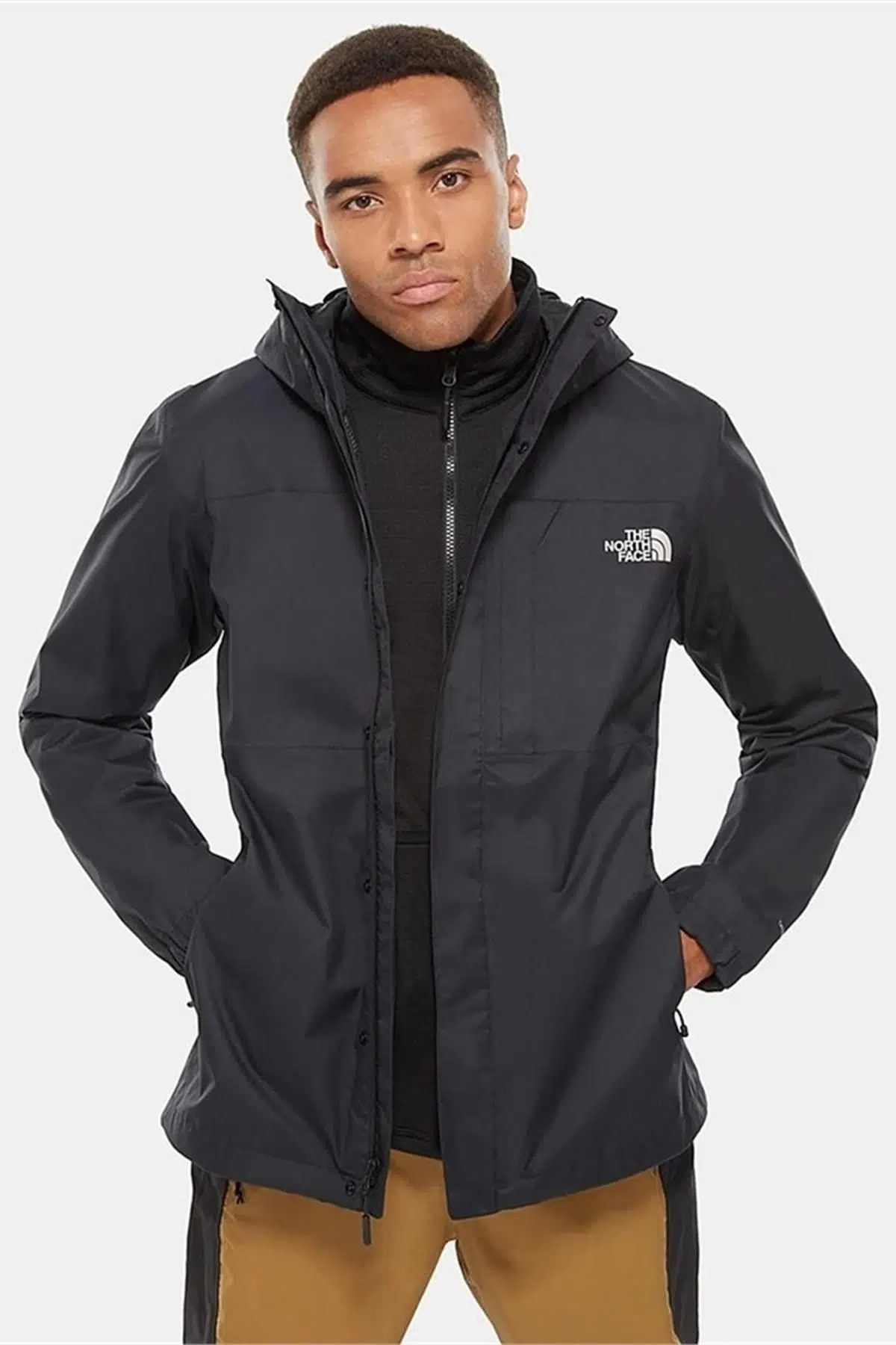 The North Face Men’s Resolve Tri Climate Jacket Erkek Polar İçlikli Su Geçirmez Kapüşonlu Ceket Siyah
