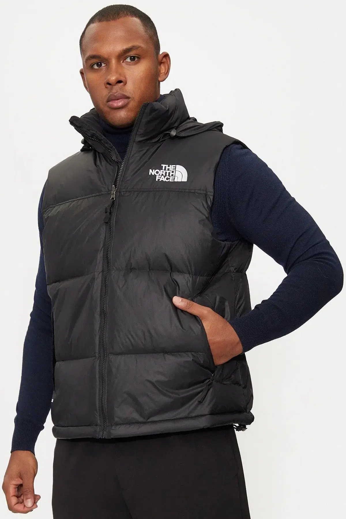 The North Face Men's 96 Retro Nuptse Vest Erkek Çanta Olabilen Kaz Tüyü Şişme Yelek Siyah